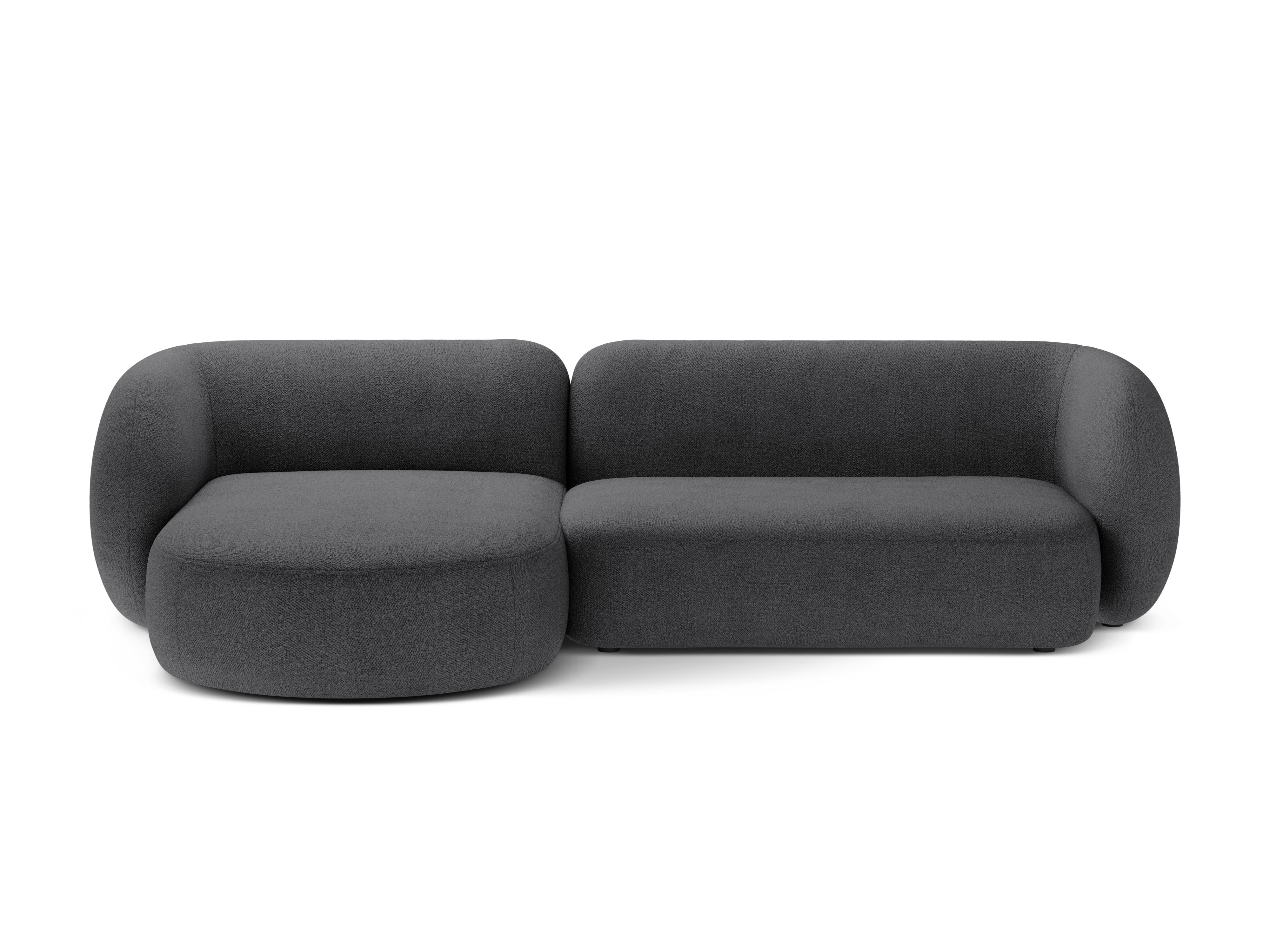 Links hoekbank 3-zits KATE donkergrijze boucle