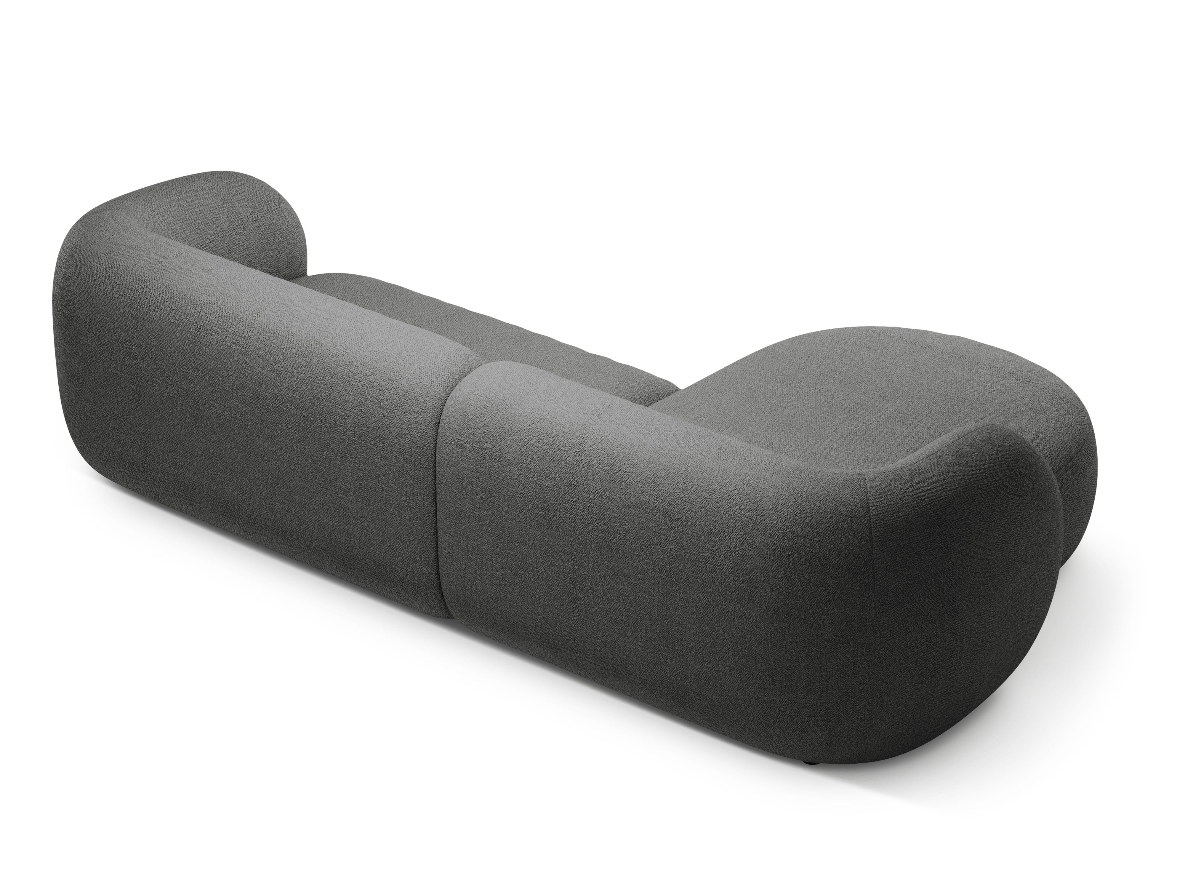 Left-facing 3-seater sofa KATE dark gray boucle