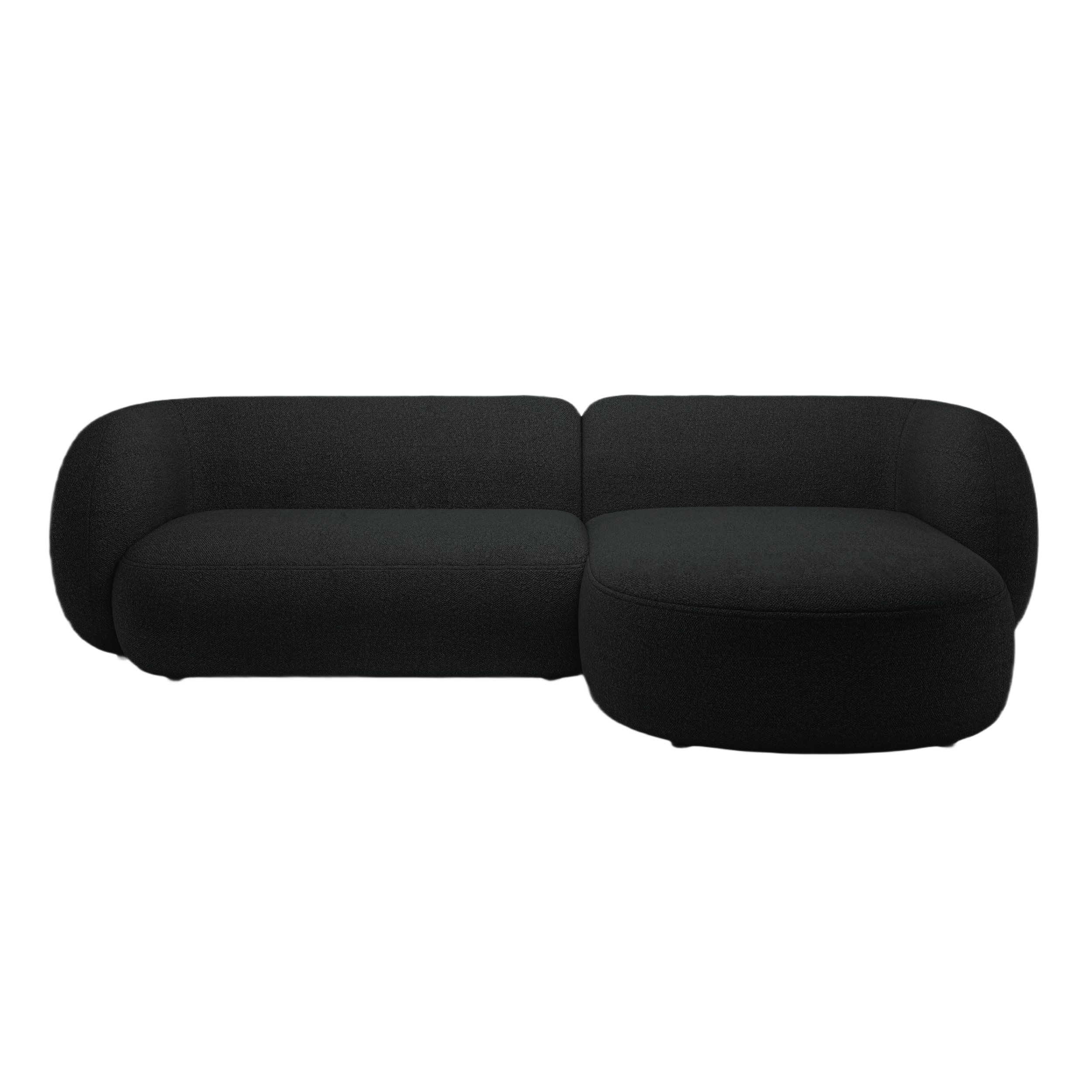 Right-facing 3-seater corner sofa KATE black boucle