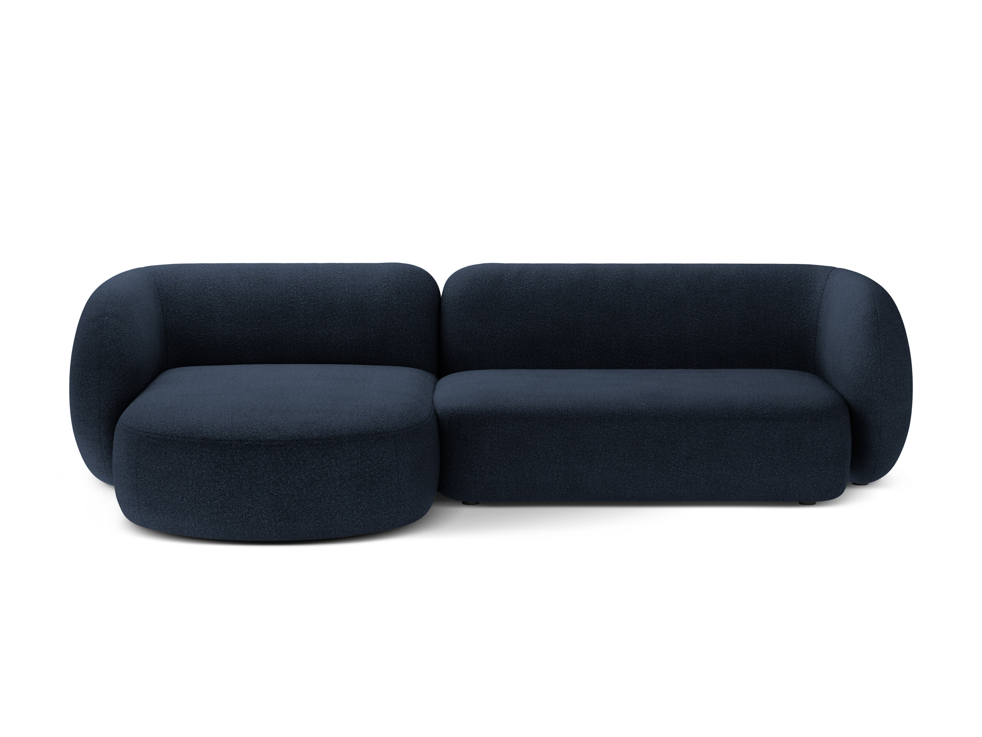 Linker 3-zits hoekbank KATE in marineblauwe boucle