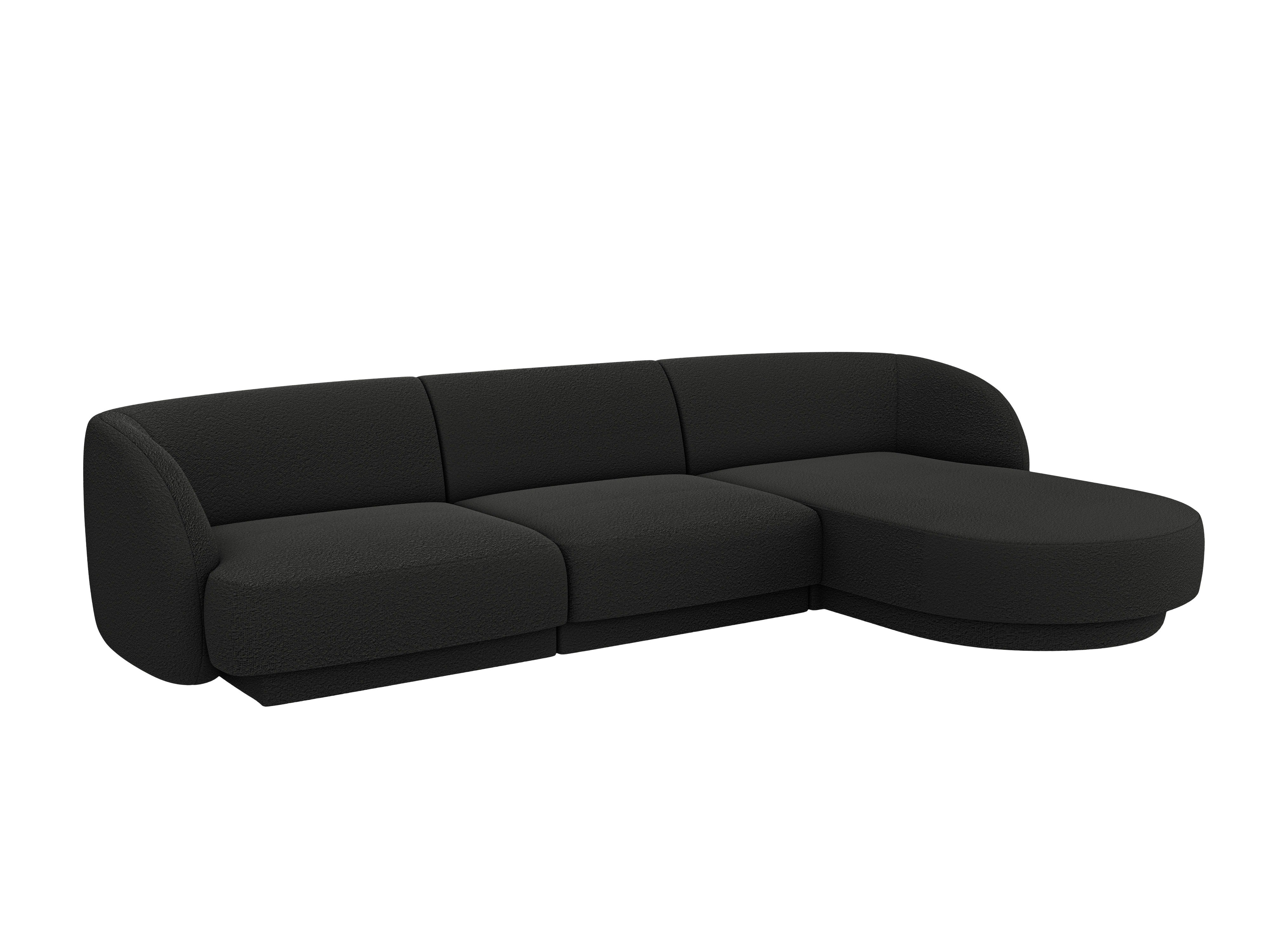 4-seater right-facing corner sofa MILEY black boucle