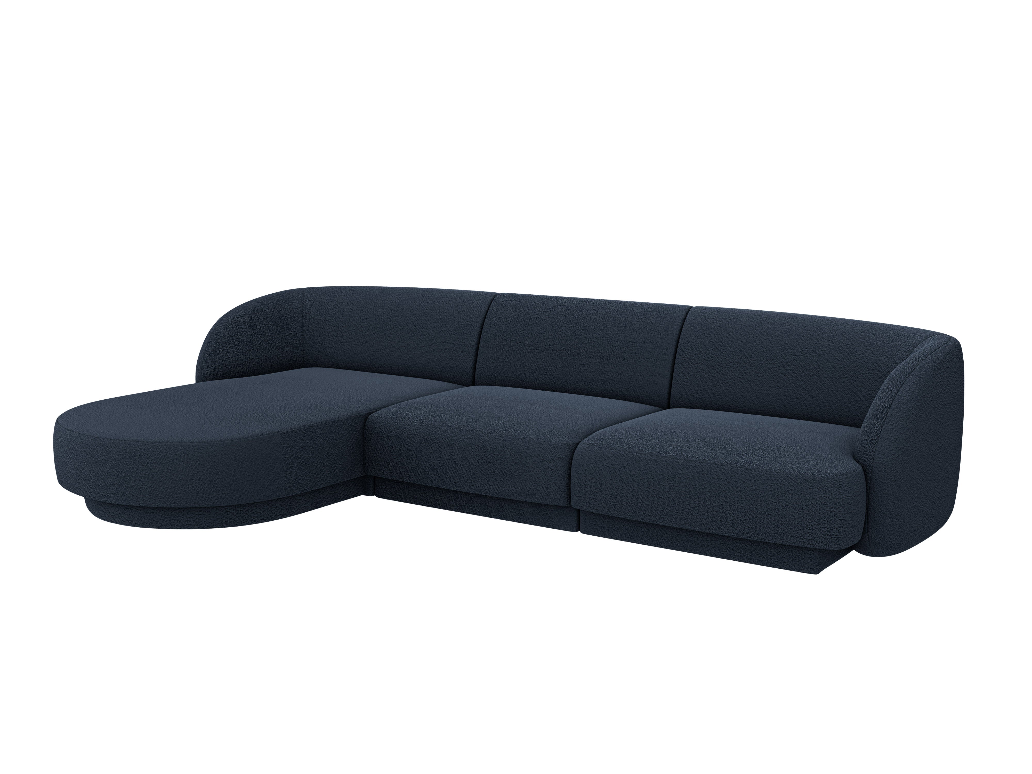 4-seater left-facing corner sofa MILEY dark blue boucle