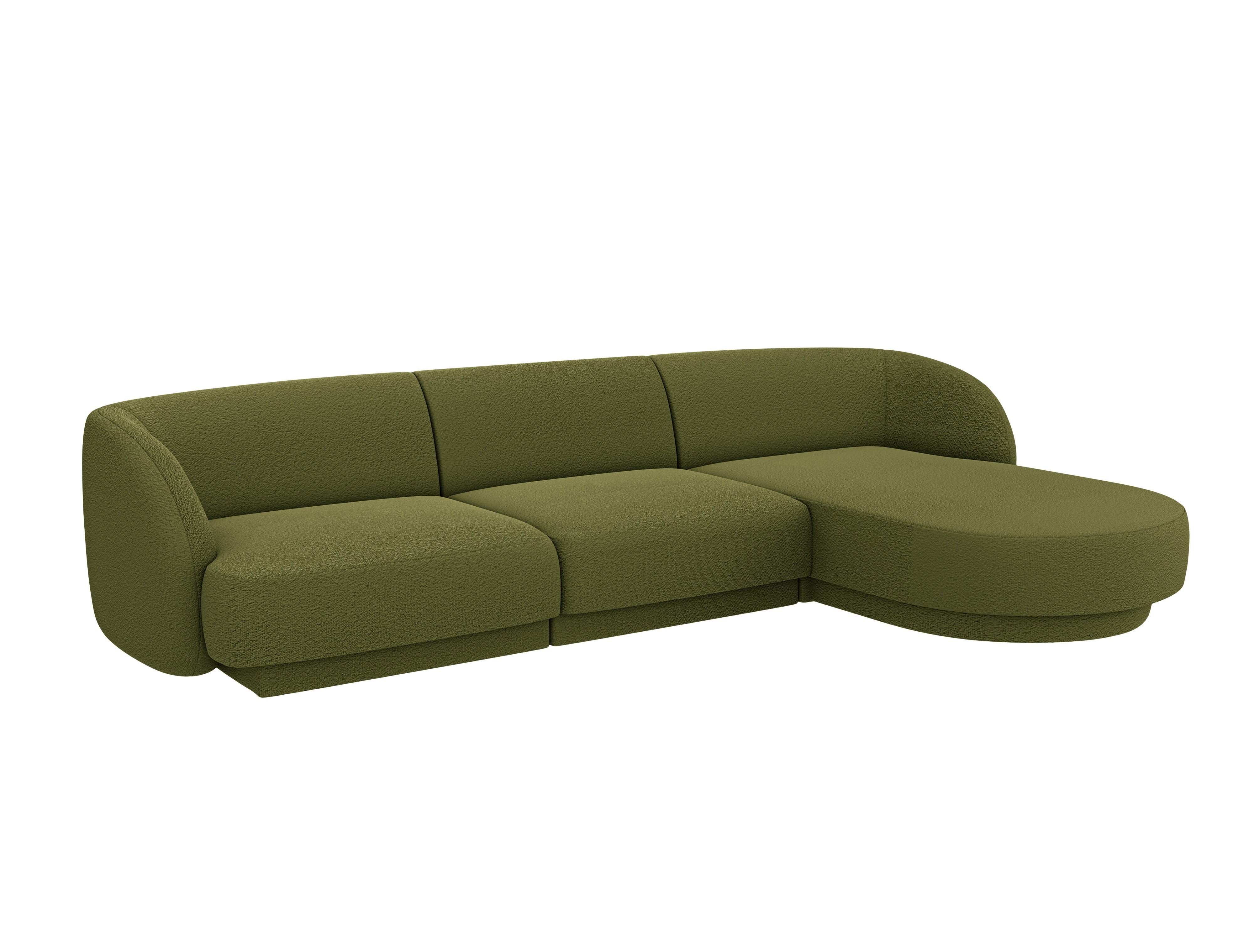 4-seater right-facing corner sofa MILEY green boucle