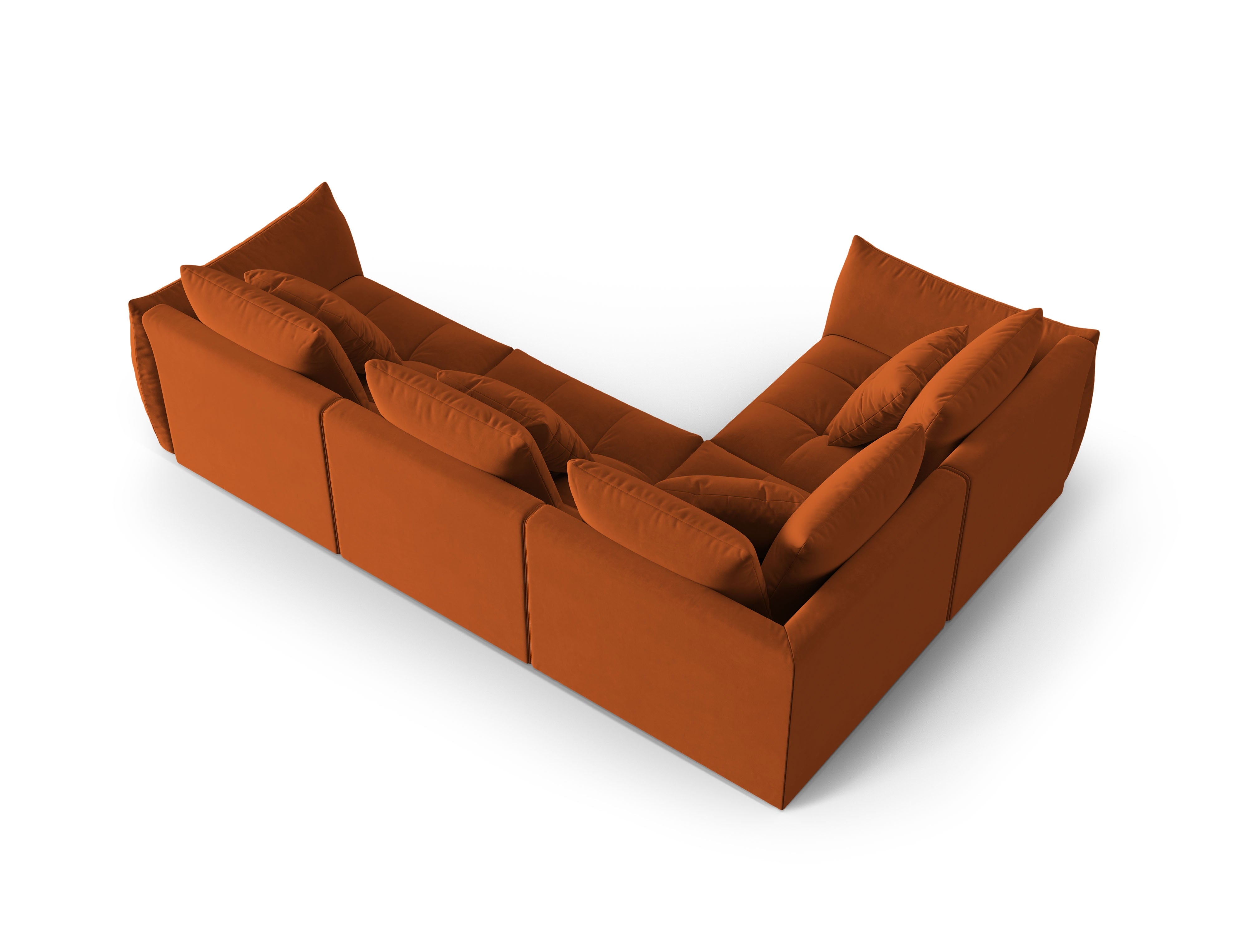 Modular velvet corner sofa for three people, left-facing, BLOOM terracotta