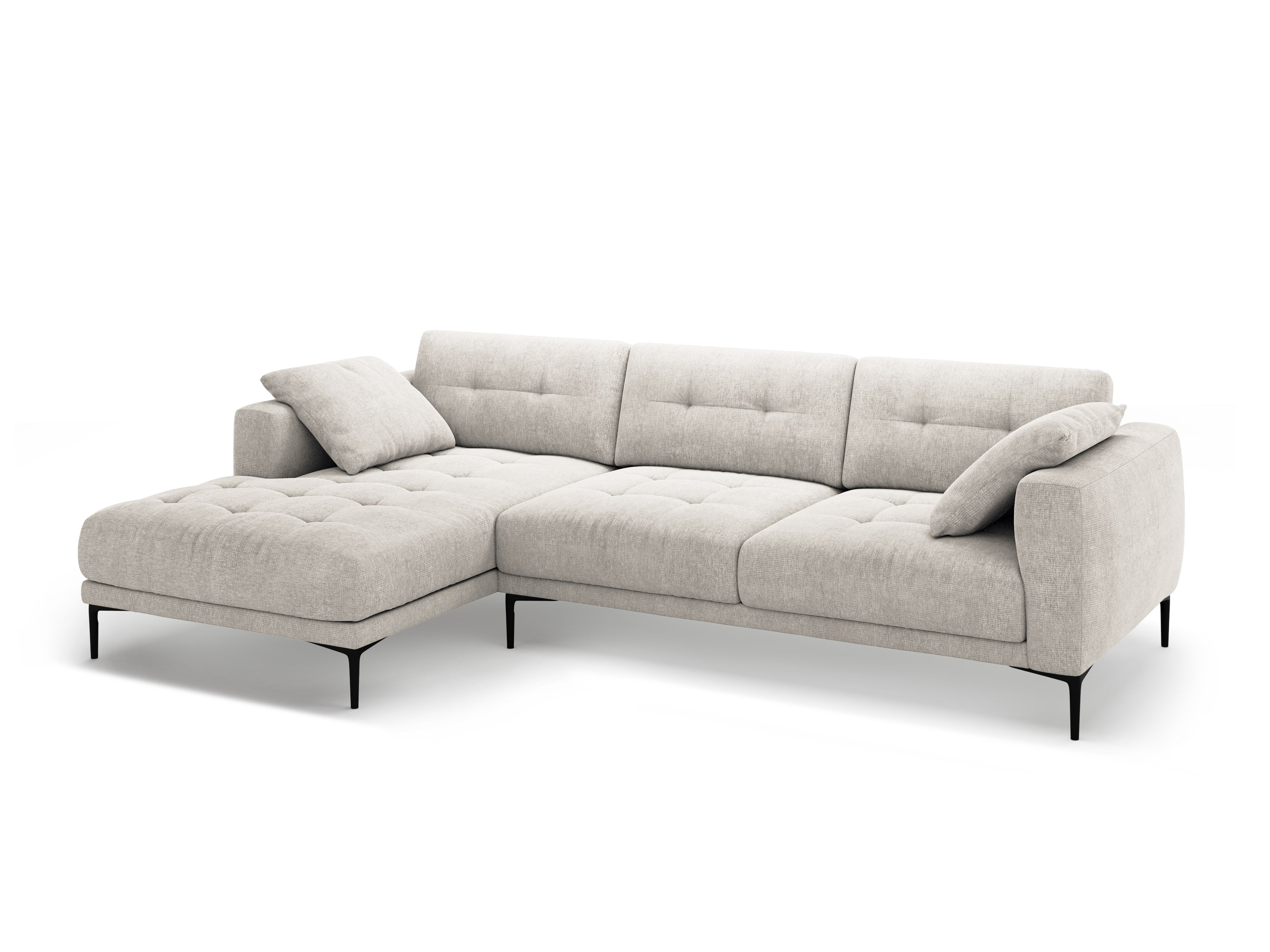 Links hoekbank BEMY beige chenille