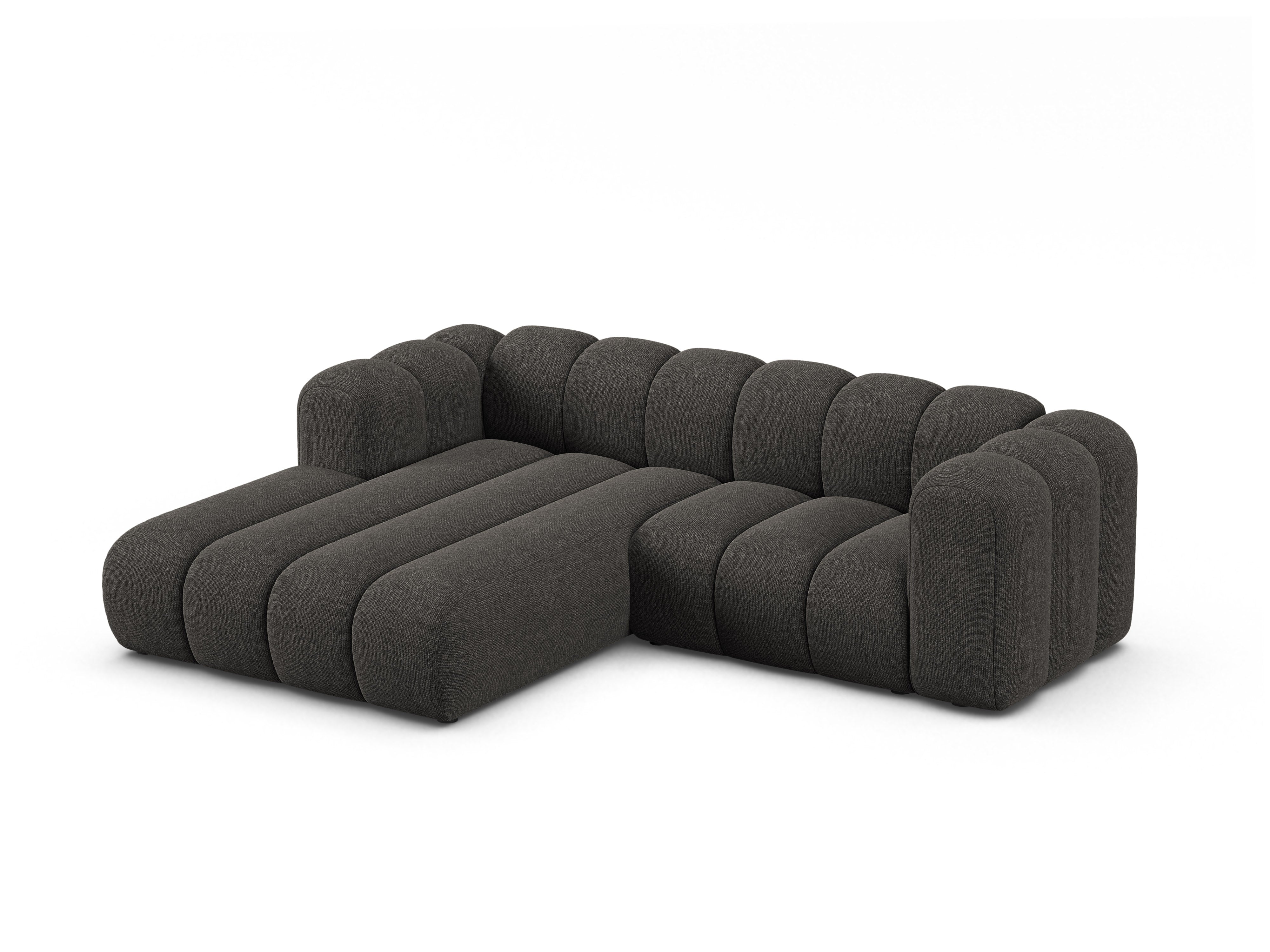 3-sitziger linker Ecksofa LUPINE graues Chenille