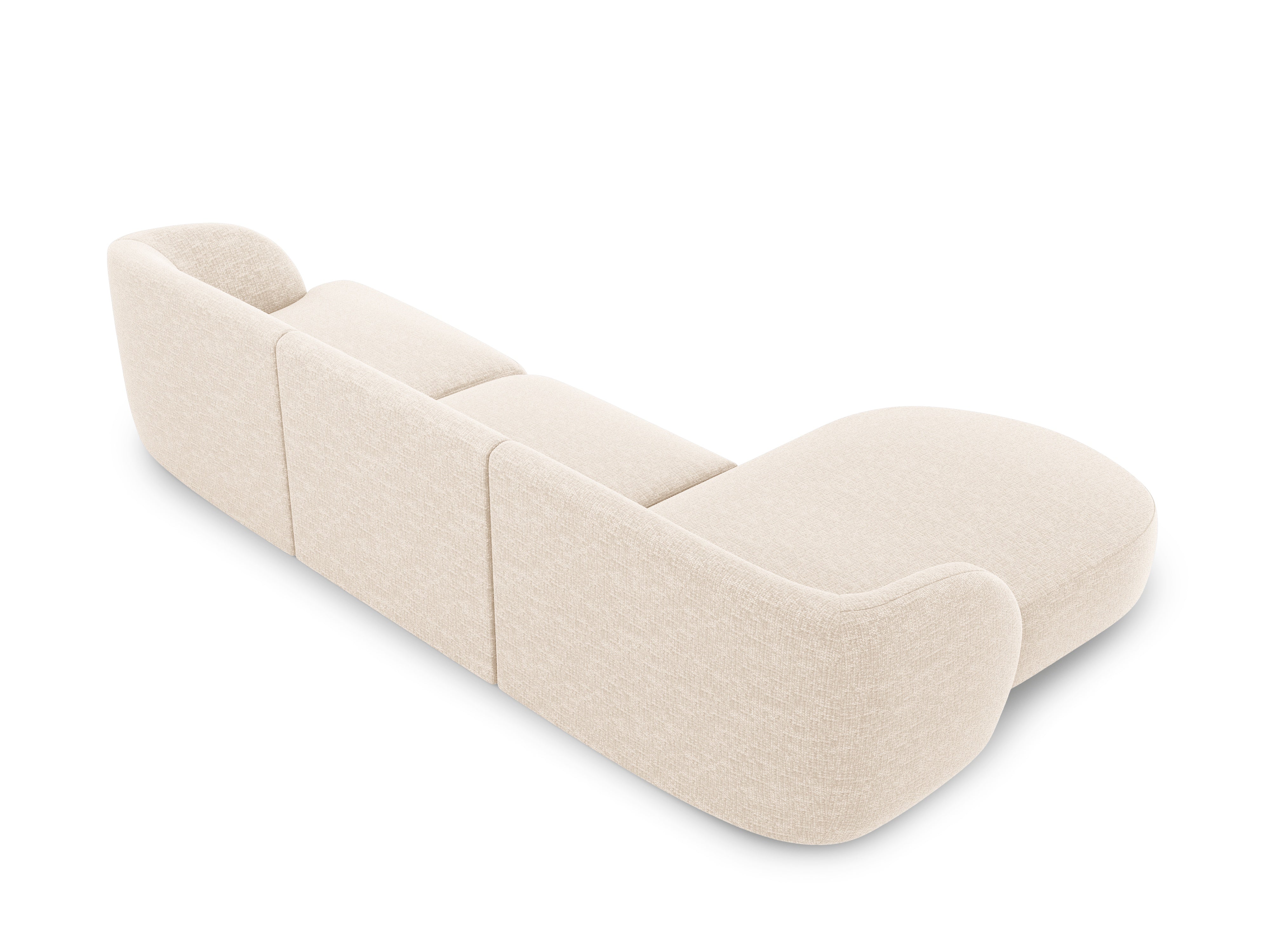 4-seater left-facing corner sofa MILEY ivory chenille