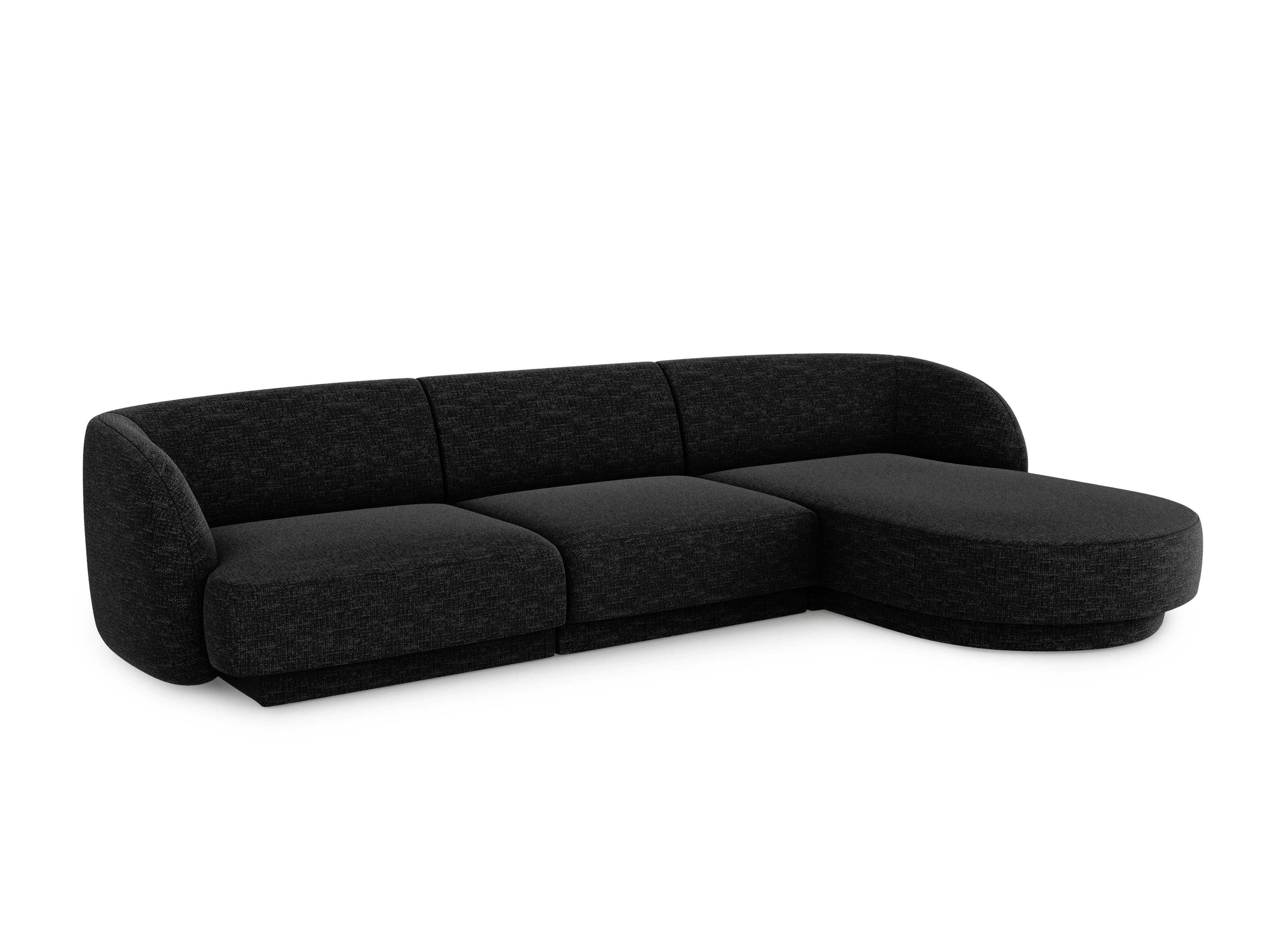4-seater right-facing corner sofa MILEY black chenille