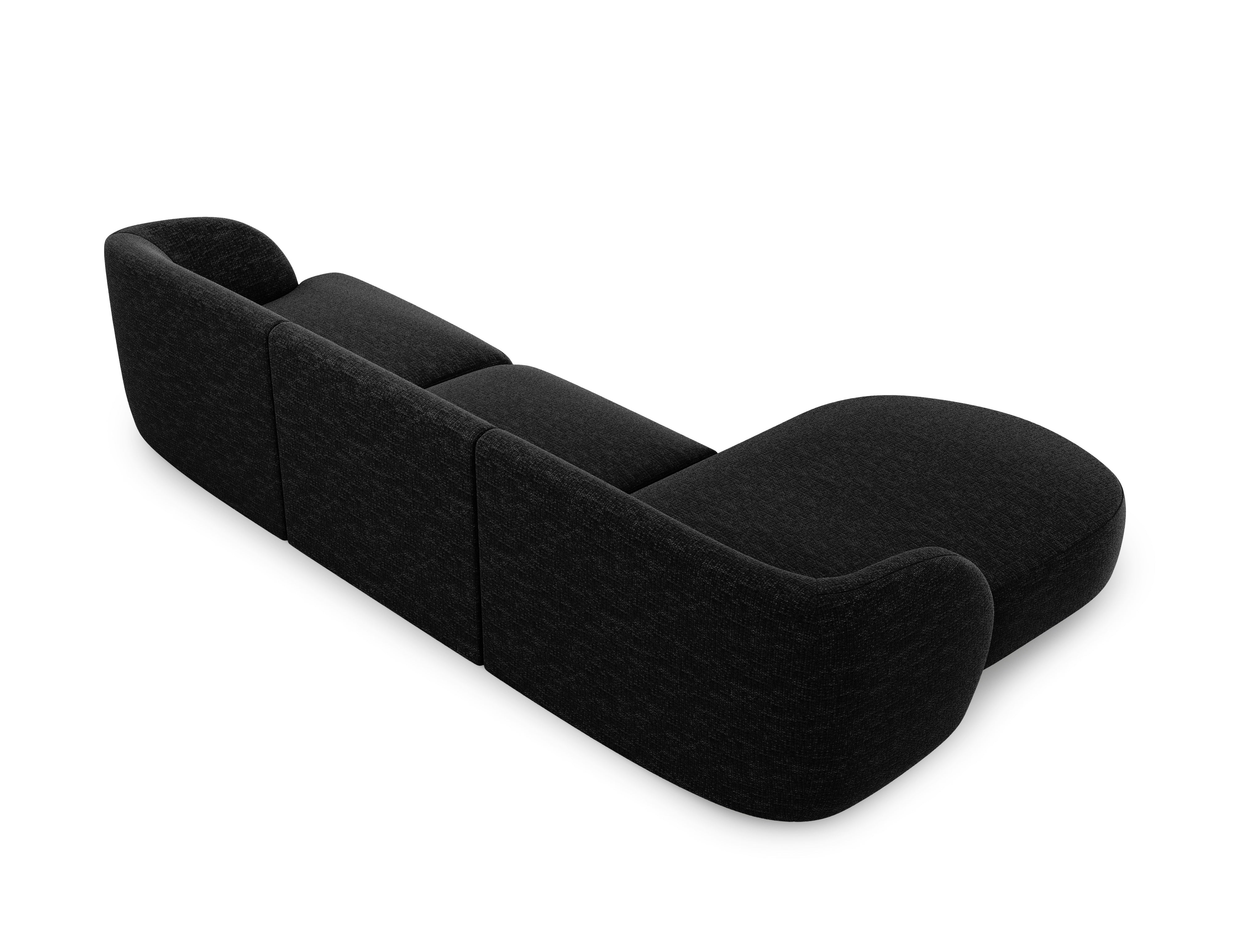 4-seater left-facing corner sofa MILEY black chenille
