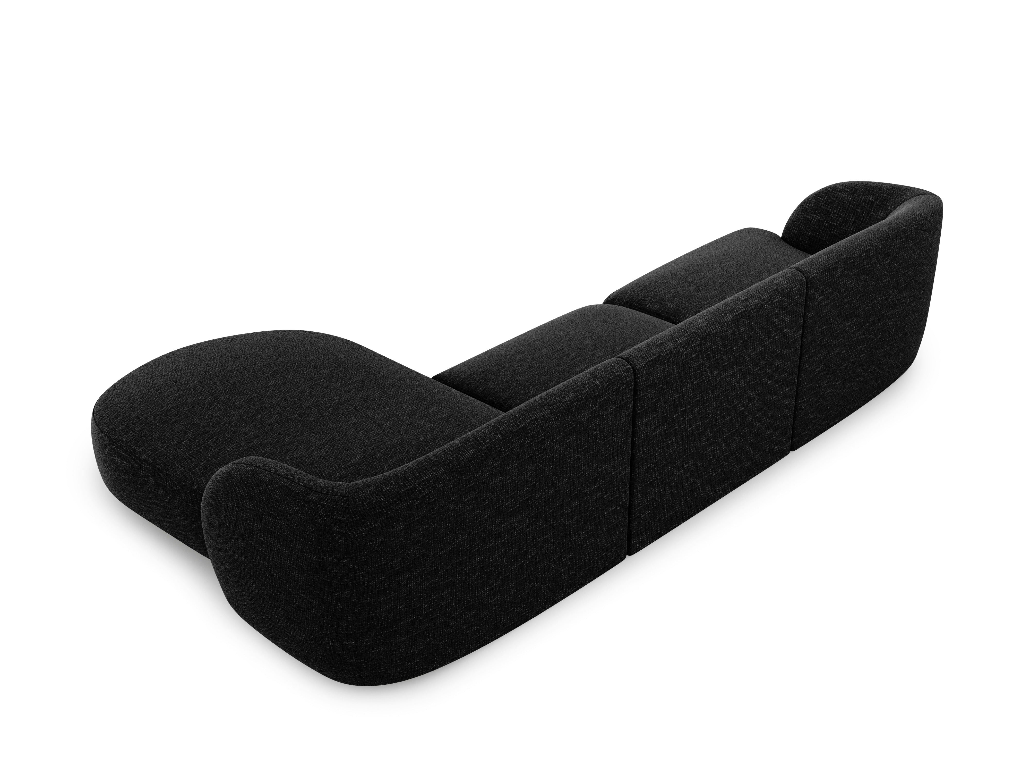 4-seater right-facing corner sofa MILEY black chenille