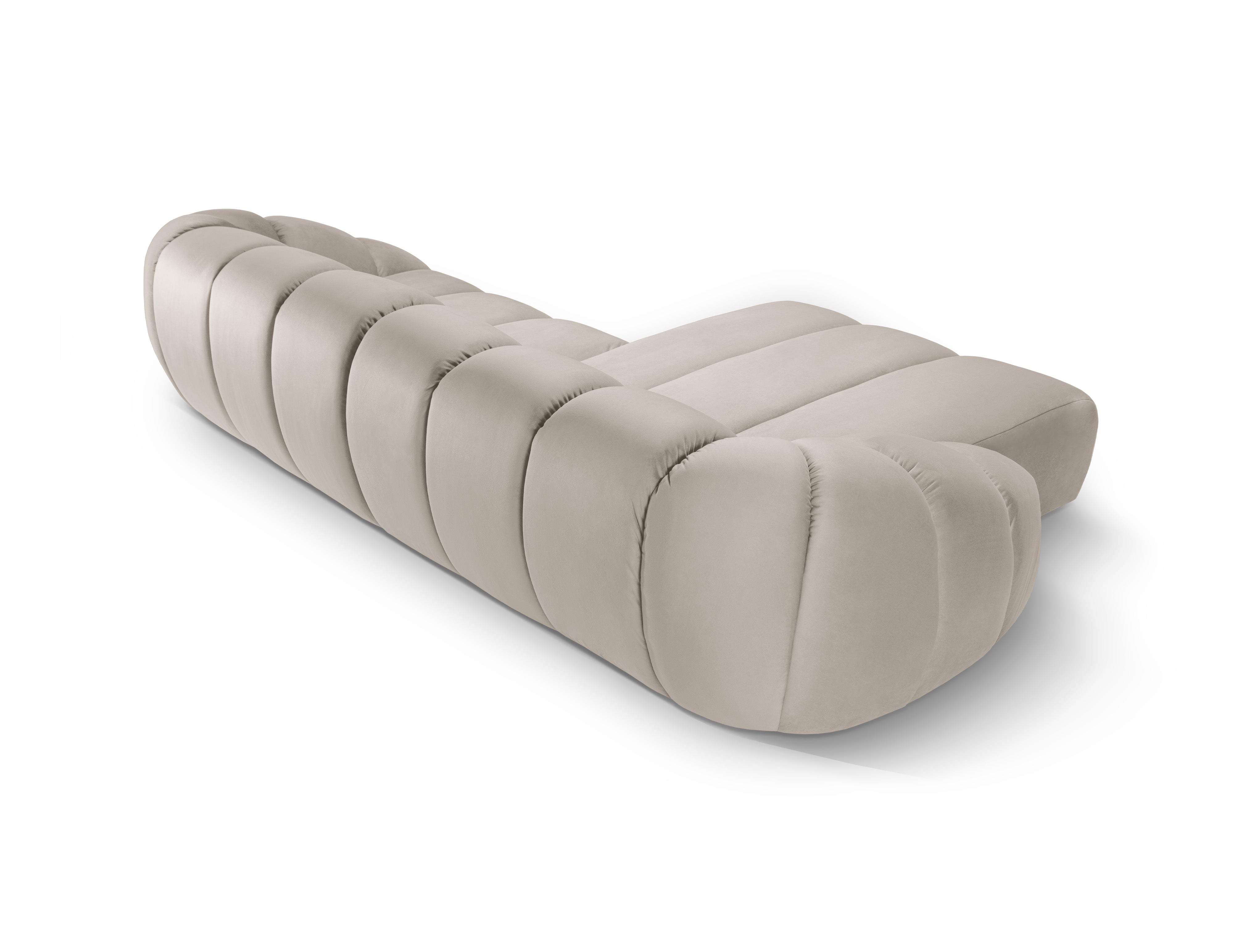 Fluwelen hoekbank voor 4 personen, links, DIANA, beige
