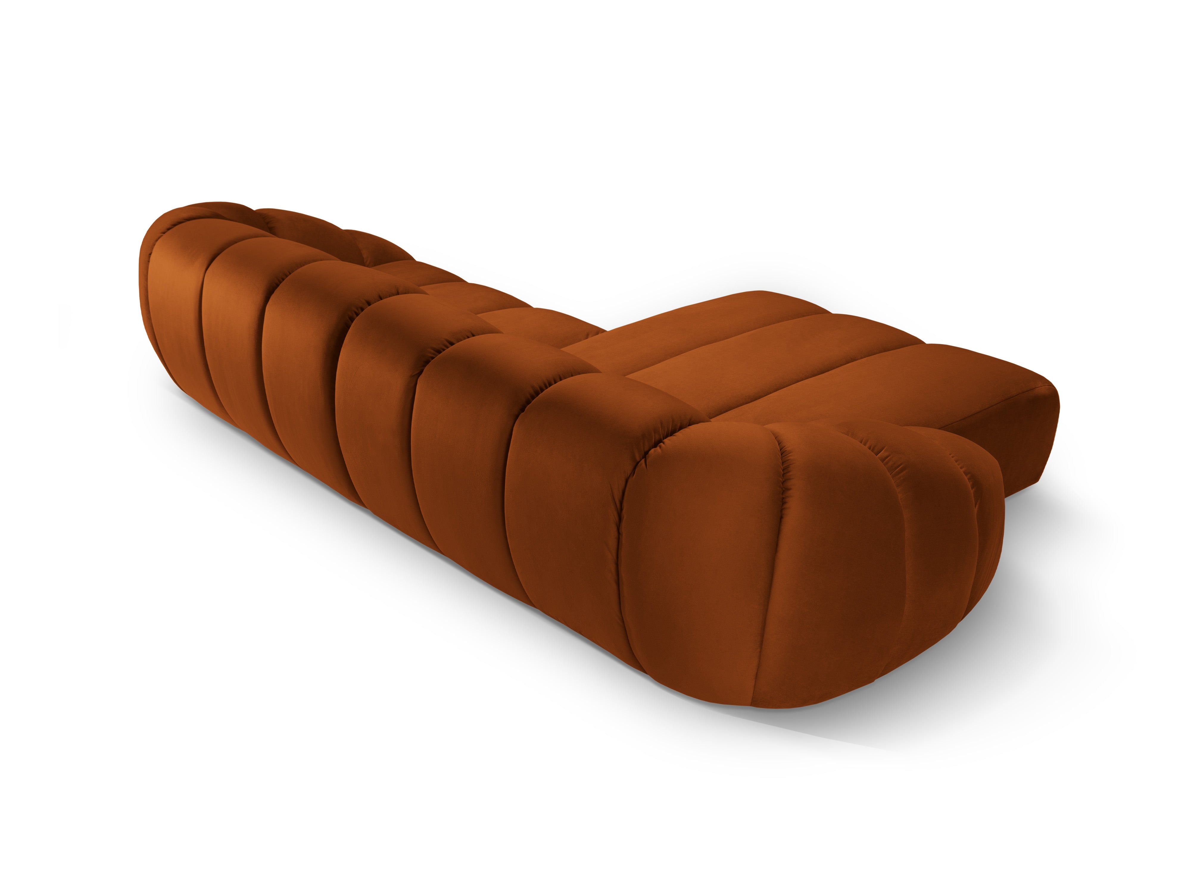 Velours hoekbank voor 4 personen, links, DIANA terracotta