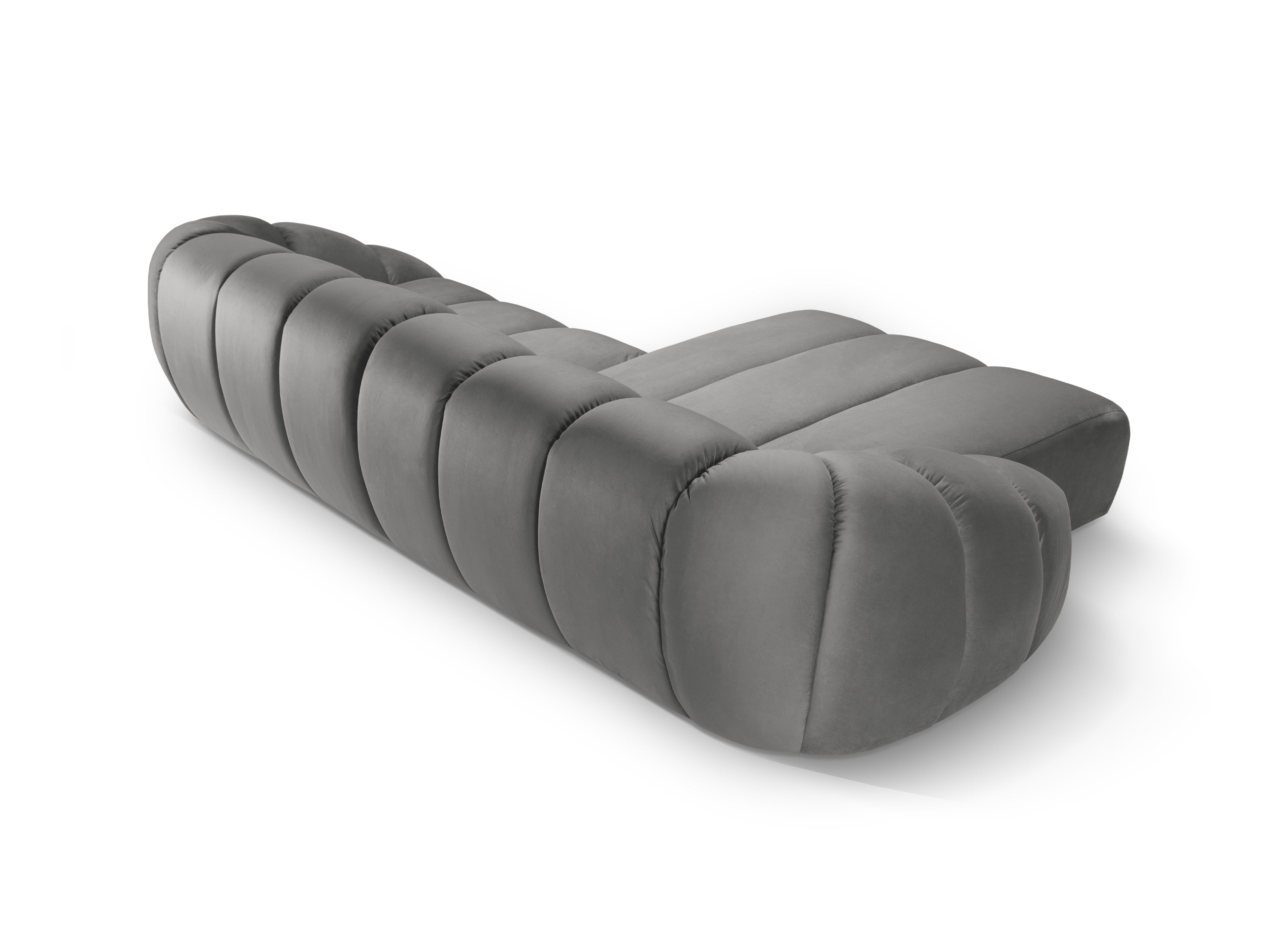 Gray left-facing velvet corner sofa for 4 people DIANA