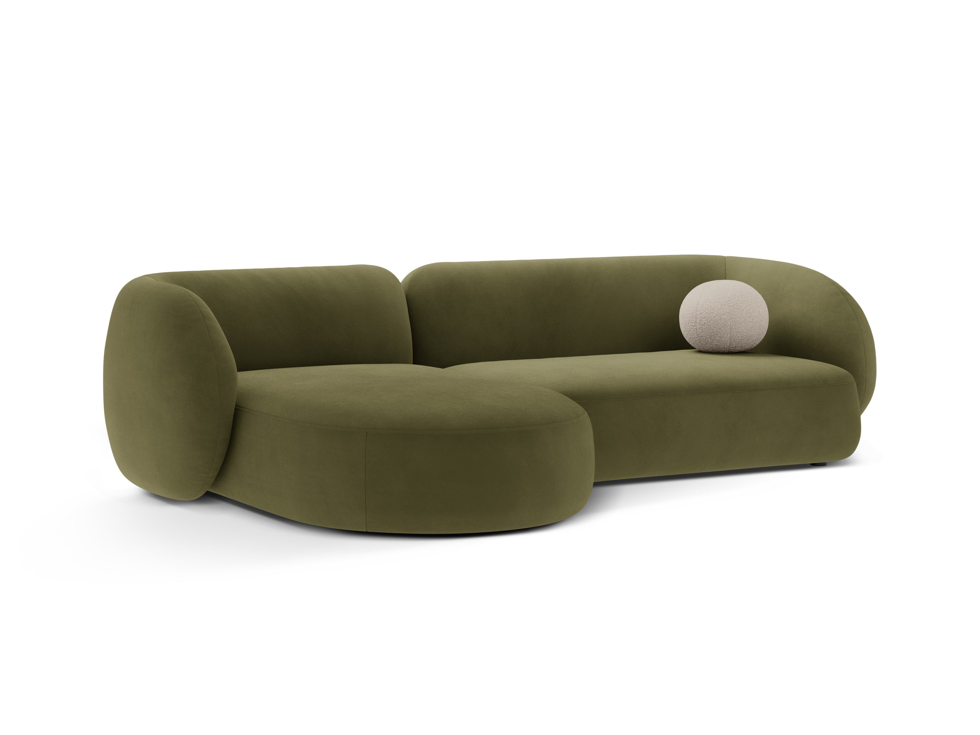 Samt-Ecksofa linksseitig 3-sitzig KATE grün