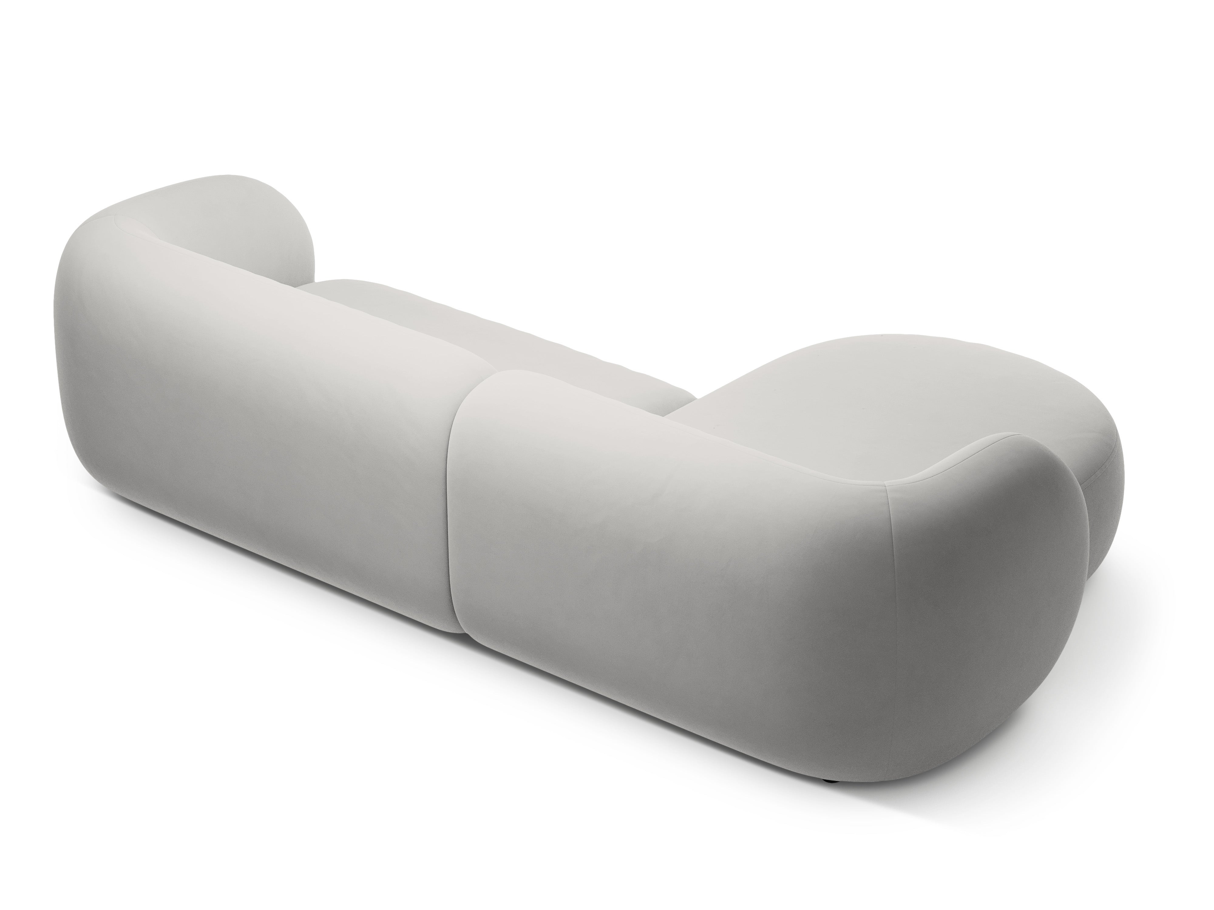 Fluwelen hoekbank links 3-zits KATE lichtgrijs