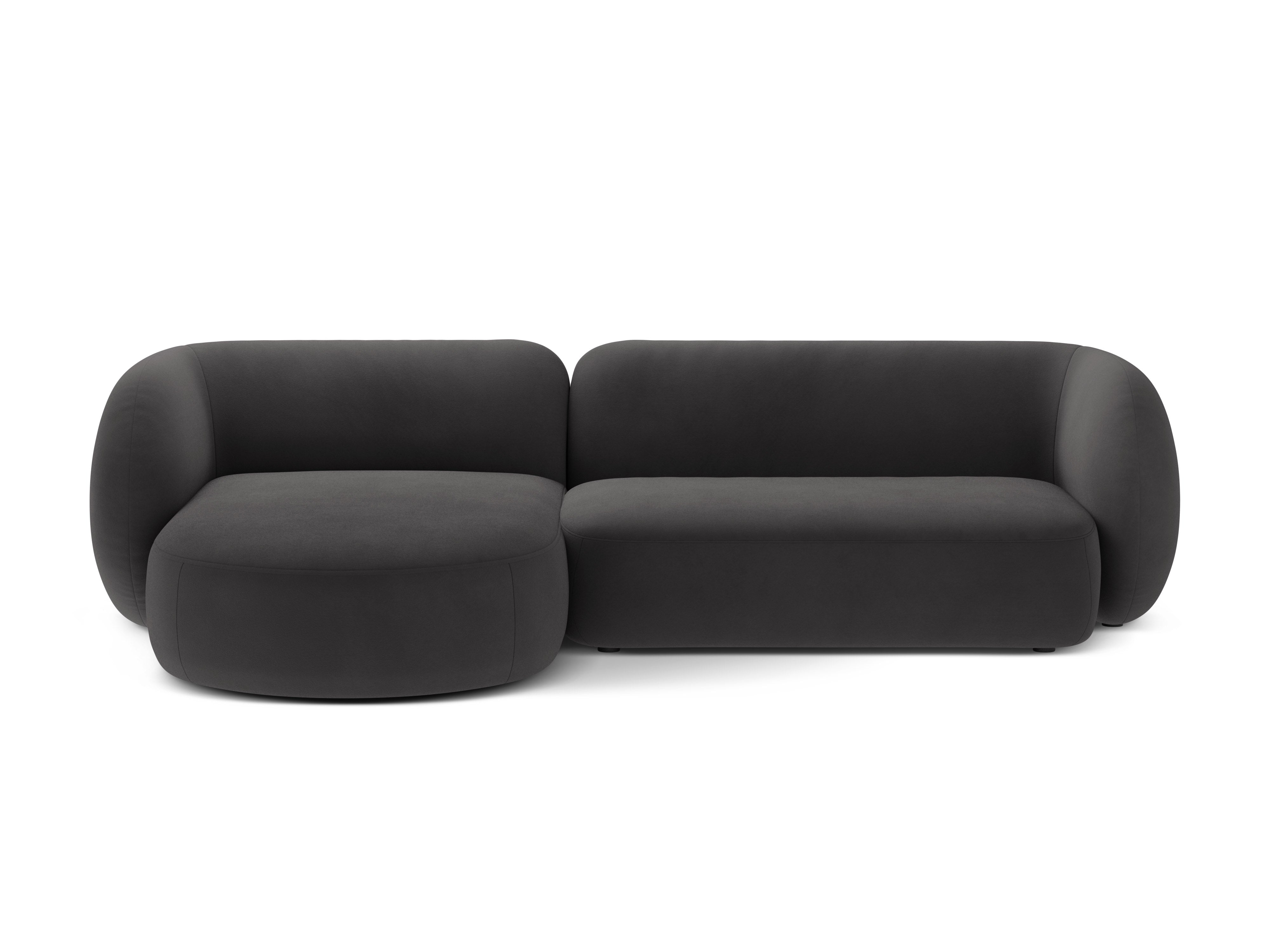 Samt-Ecksofa linksseitig 3-sitzig KATE dunkelgrau
