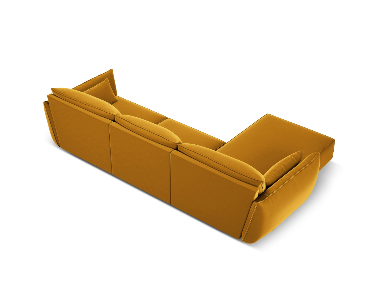 Narożnik aksamitny lewostronny 4-osobowy KAELLE żółty – ujęcie tylne