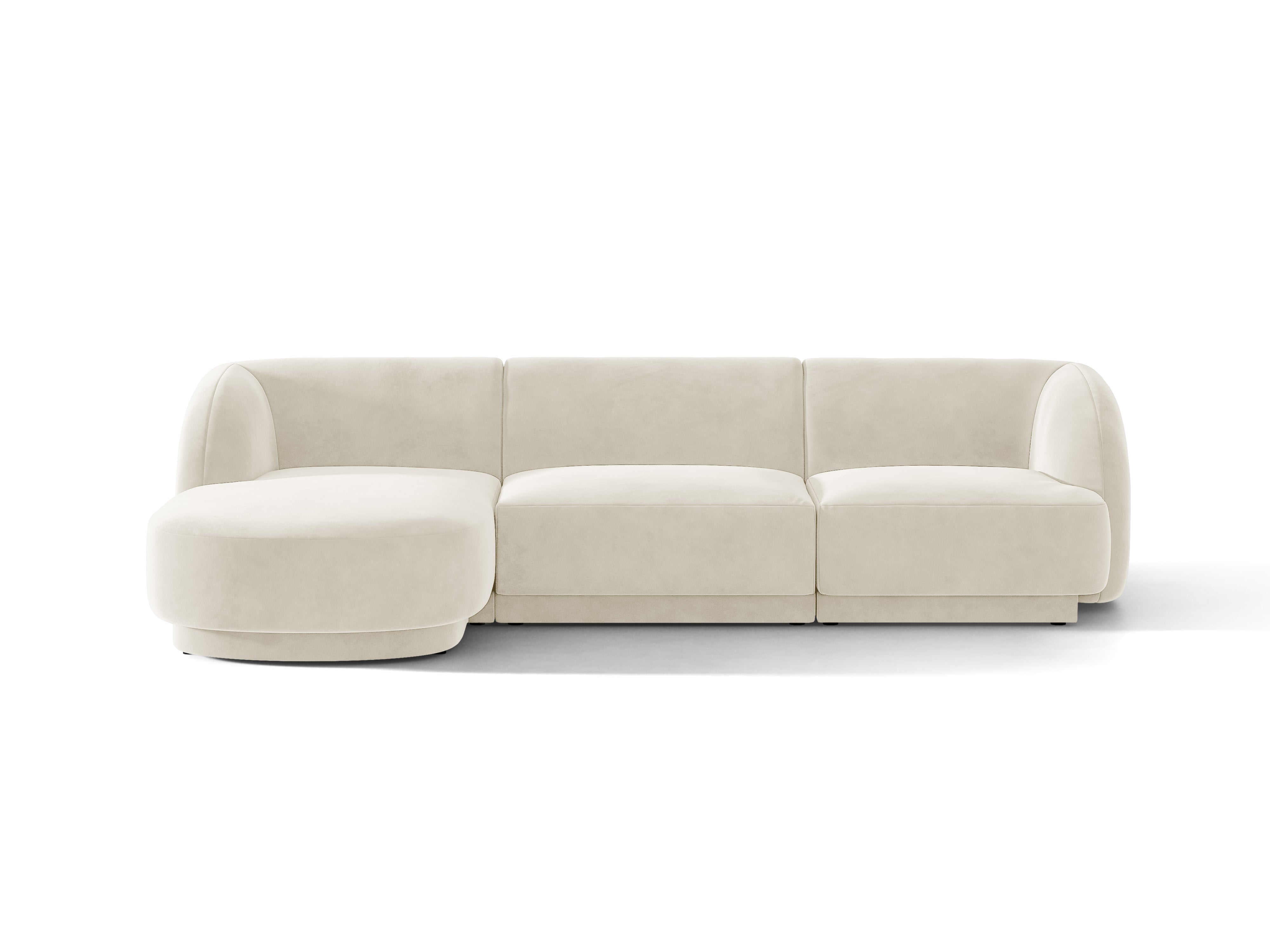 Fluwelen hoekbank voor 4 personen, links MILEY, beige