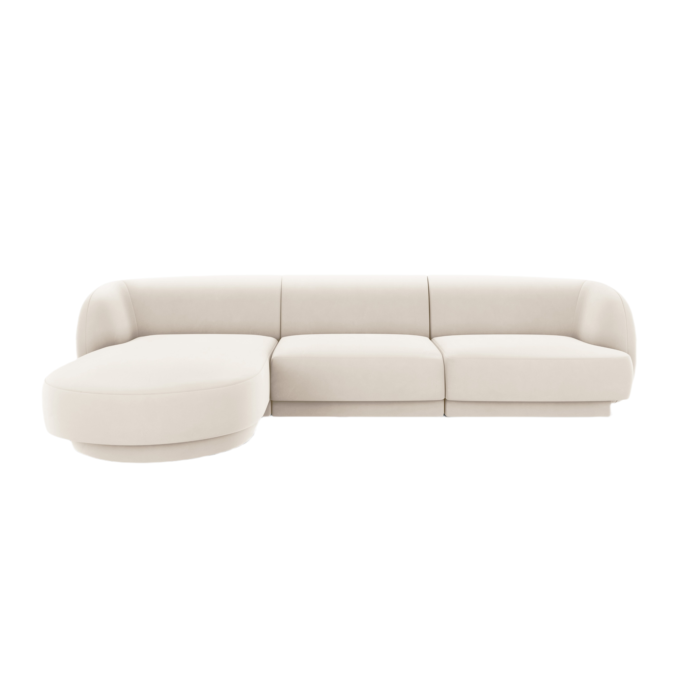 Velvet corner sofa for 4 people, left-sided, MILEY in beige