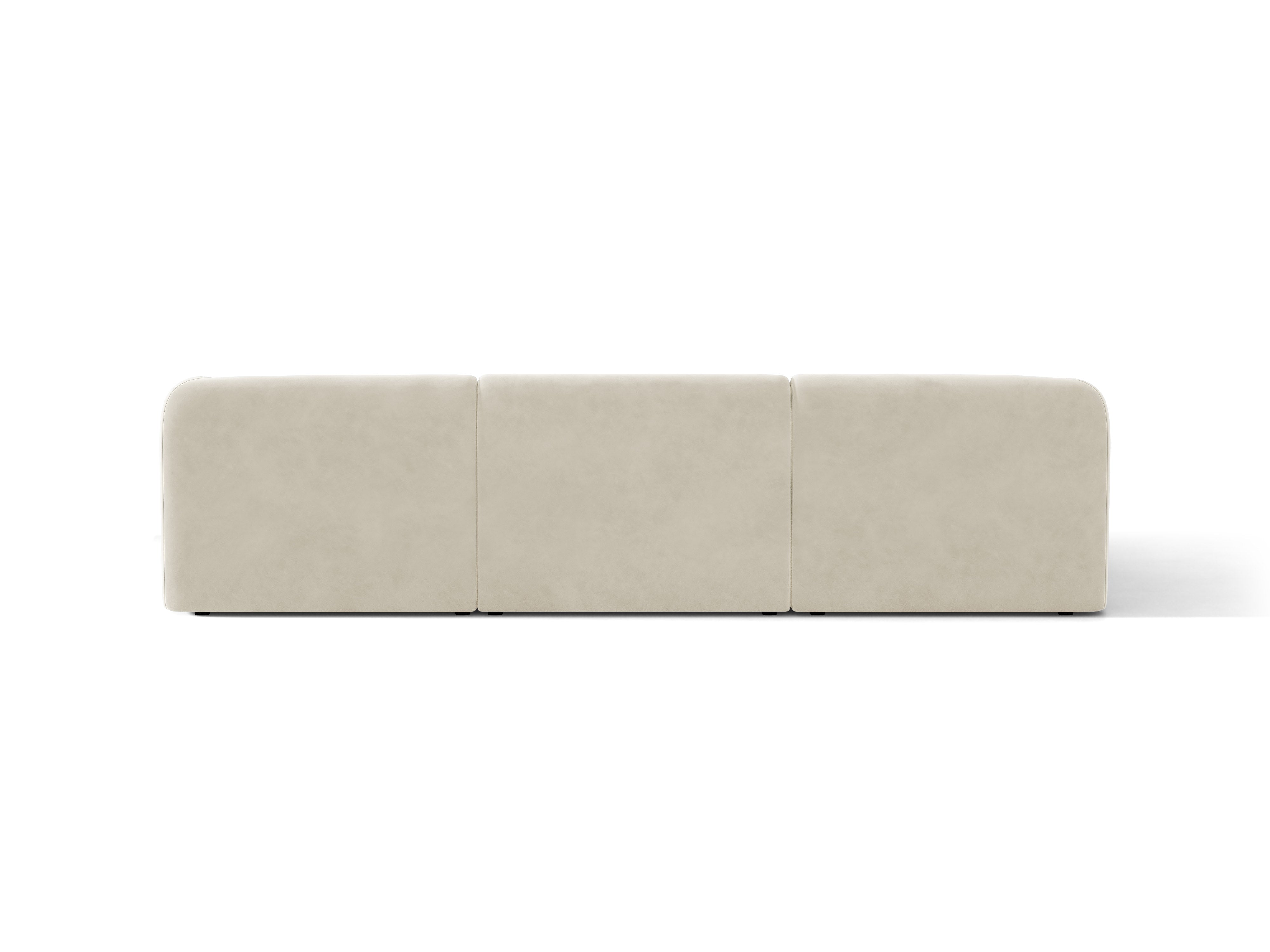 Fluwelen hoekbank voor 4 personen, links MILEY, beige