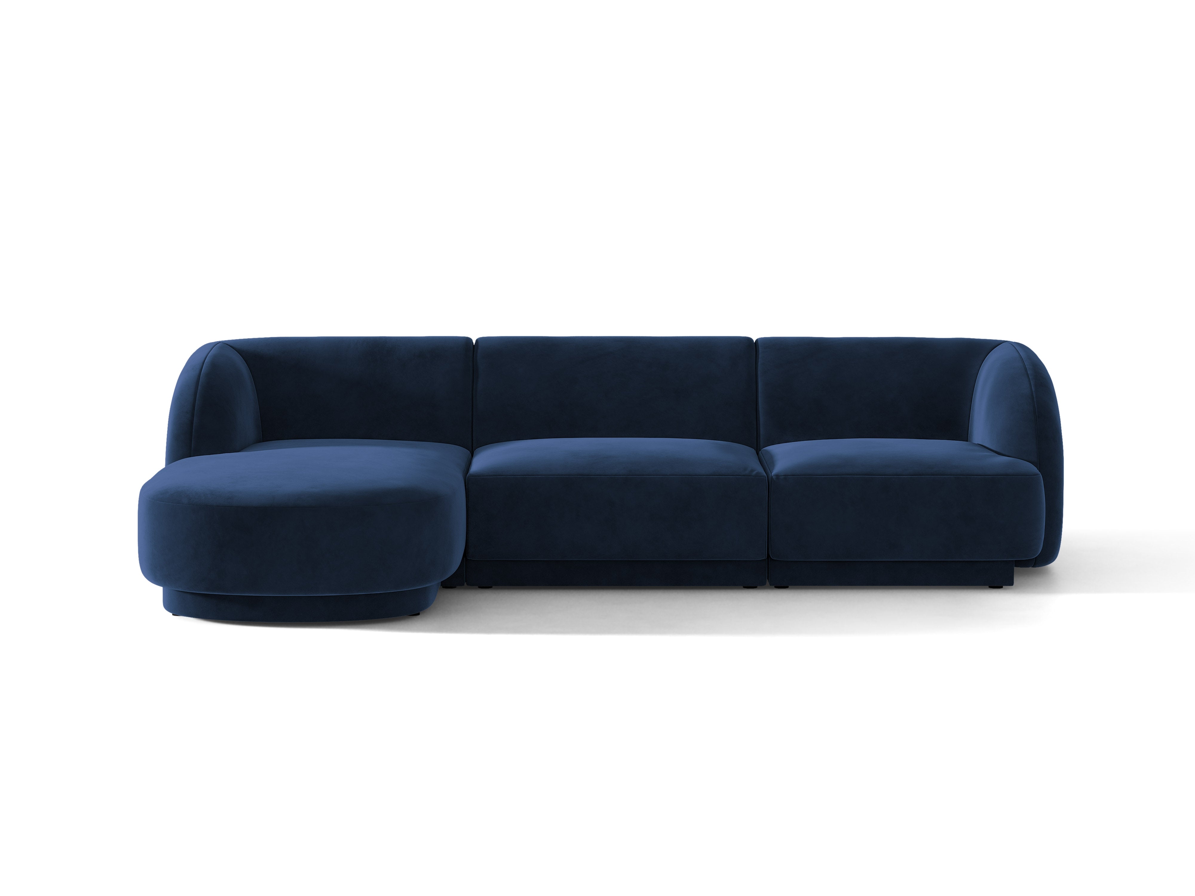 Fluwelen hoekbank voor 4 personen, links MILEY, marineblauw