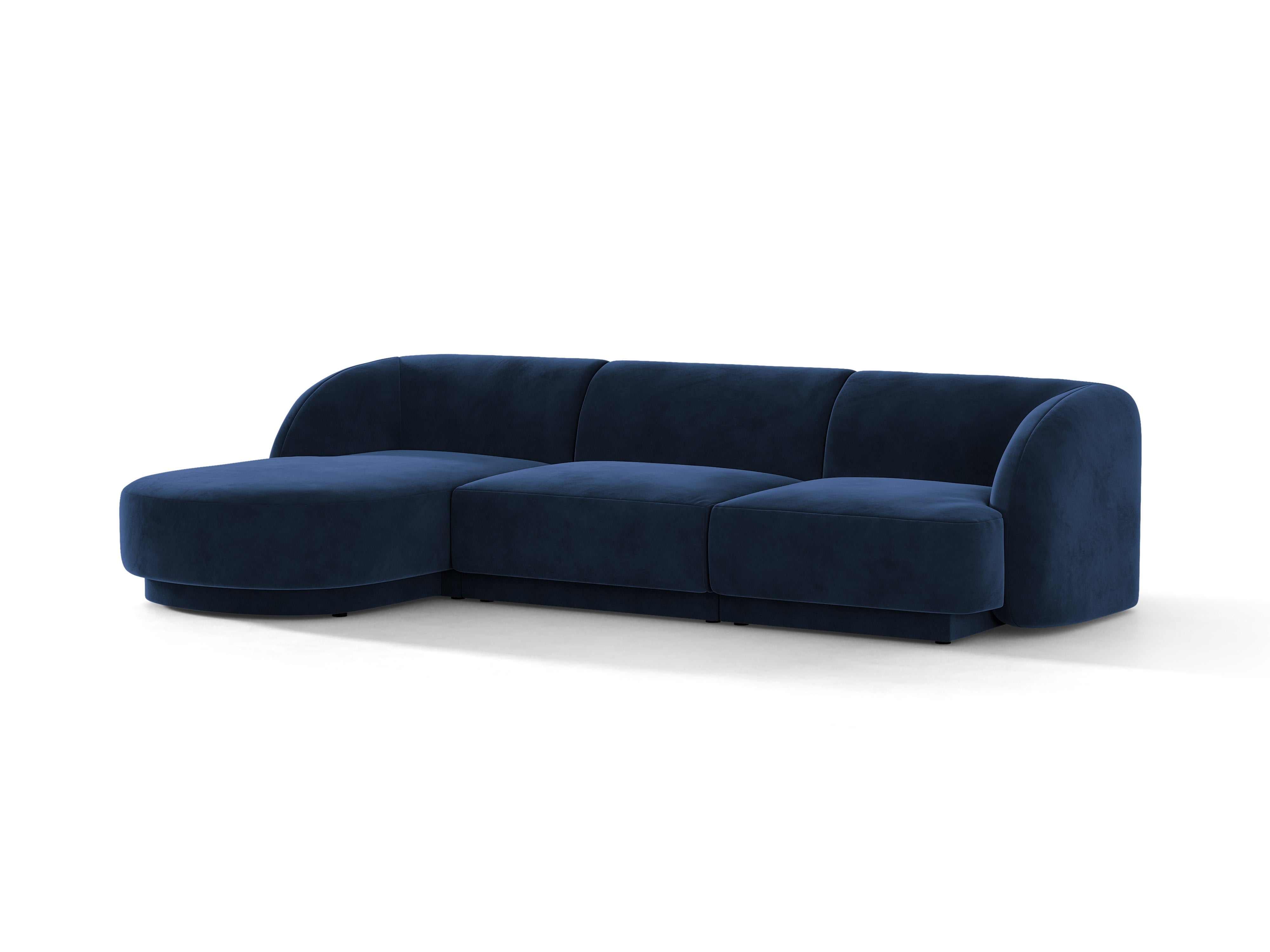 Fluwelen hoekbank voor 4 personen, links MILEY, marineblauw