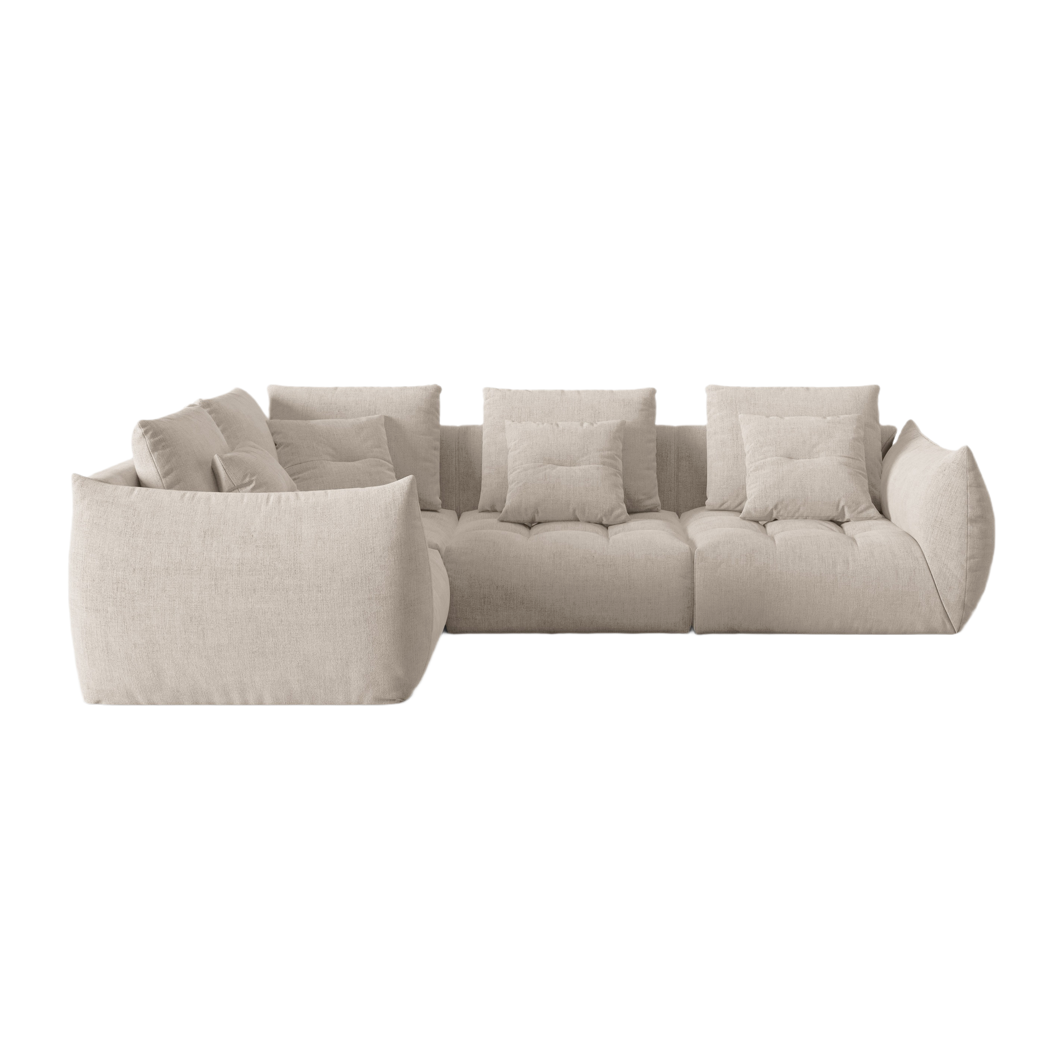 Left-facing 3-seater modular corner sofa BLOOM dark beige chenille