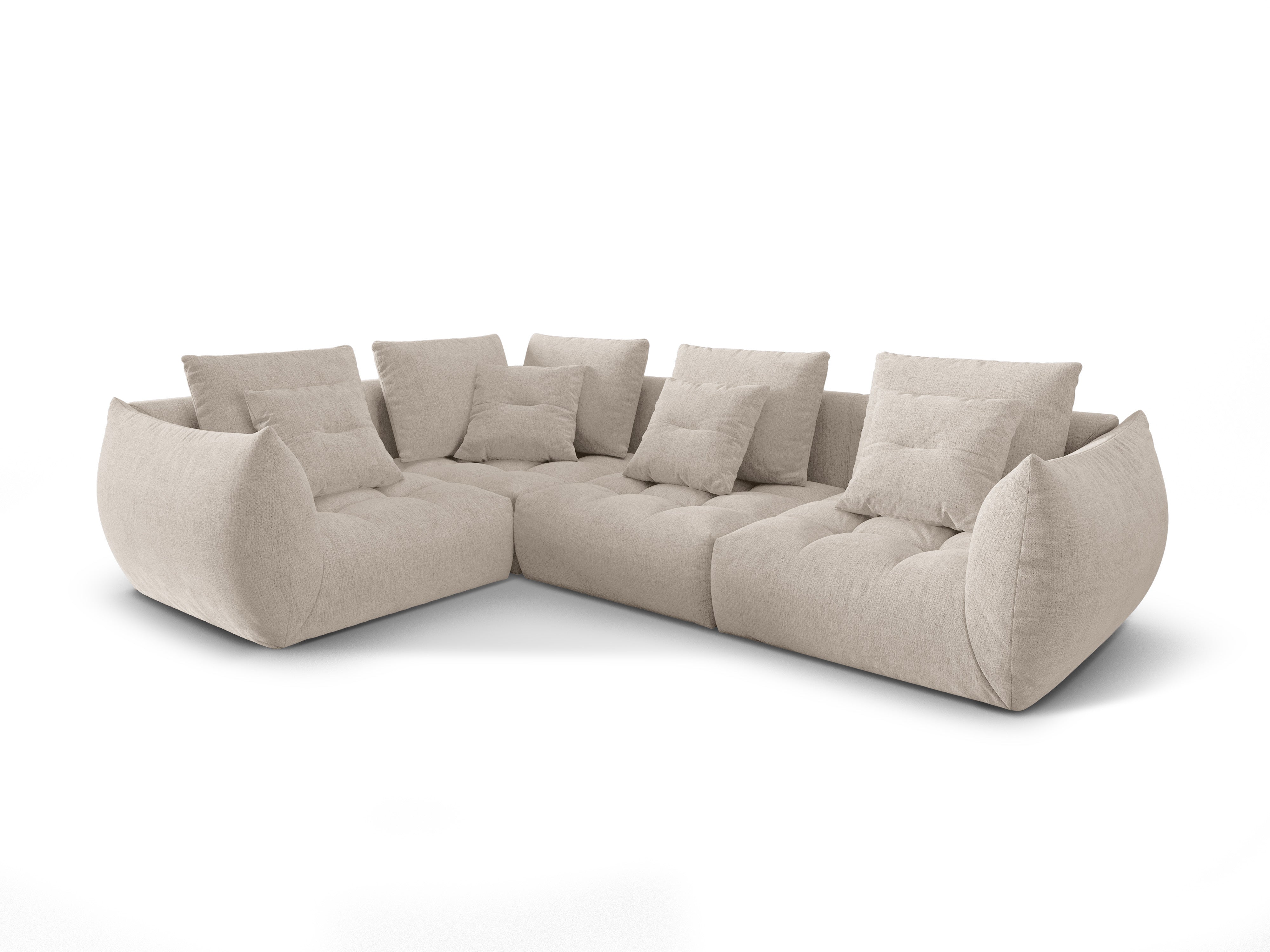 Left-facing 3-seater modular corner sofa BLOOM dark beige chenille