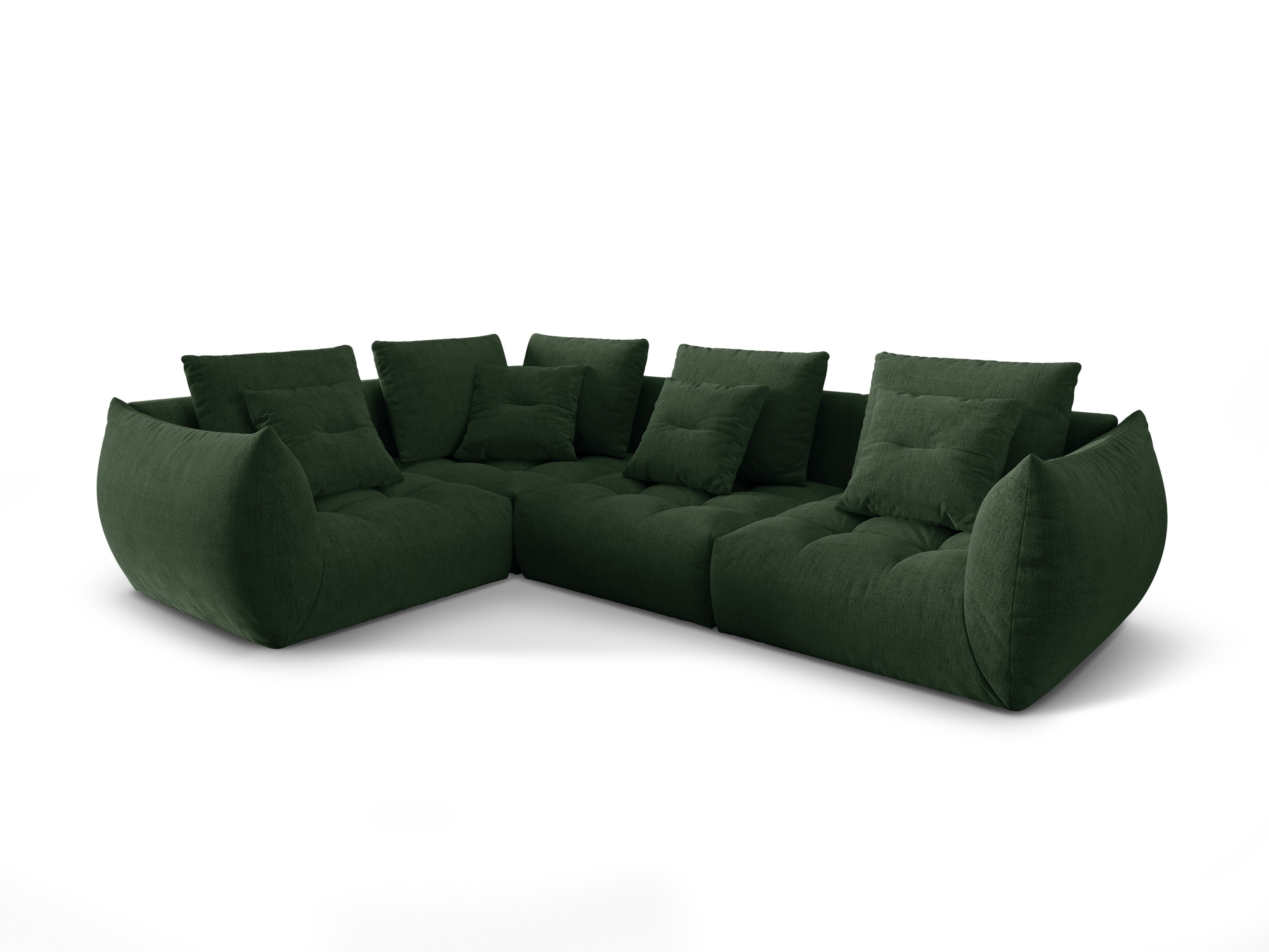 Modulaire 3-zits hoekbank links BLOOM groene chenille