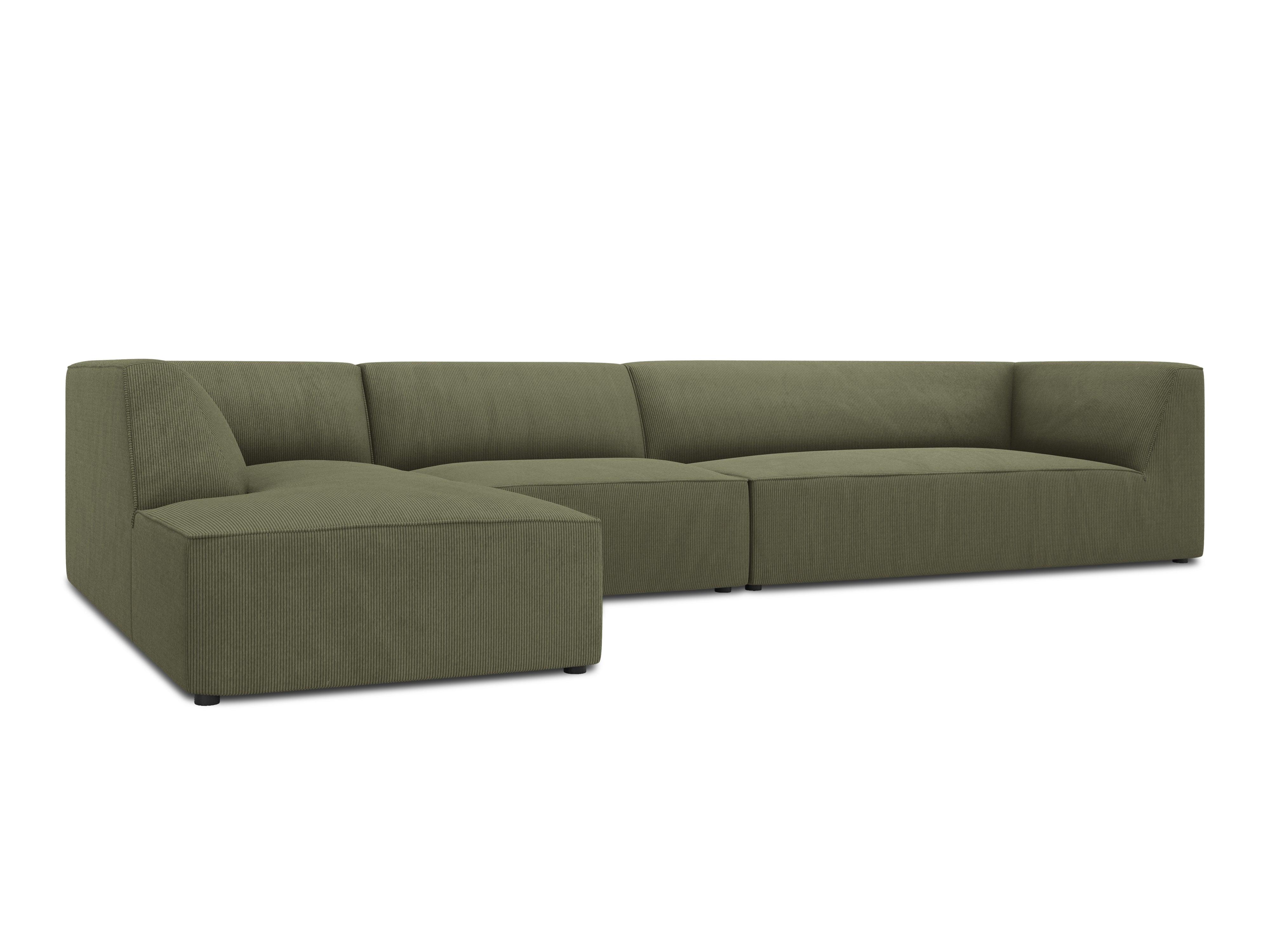 Narożnik sztruksowy 5-osobowy lewostronny RUBY zielony Micadoni Eye on Design