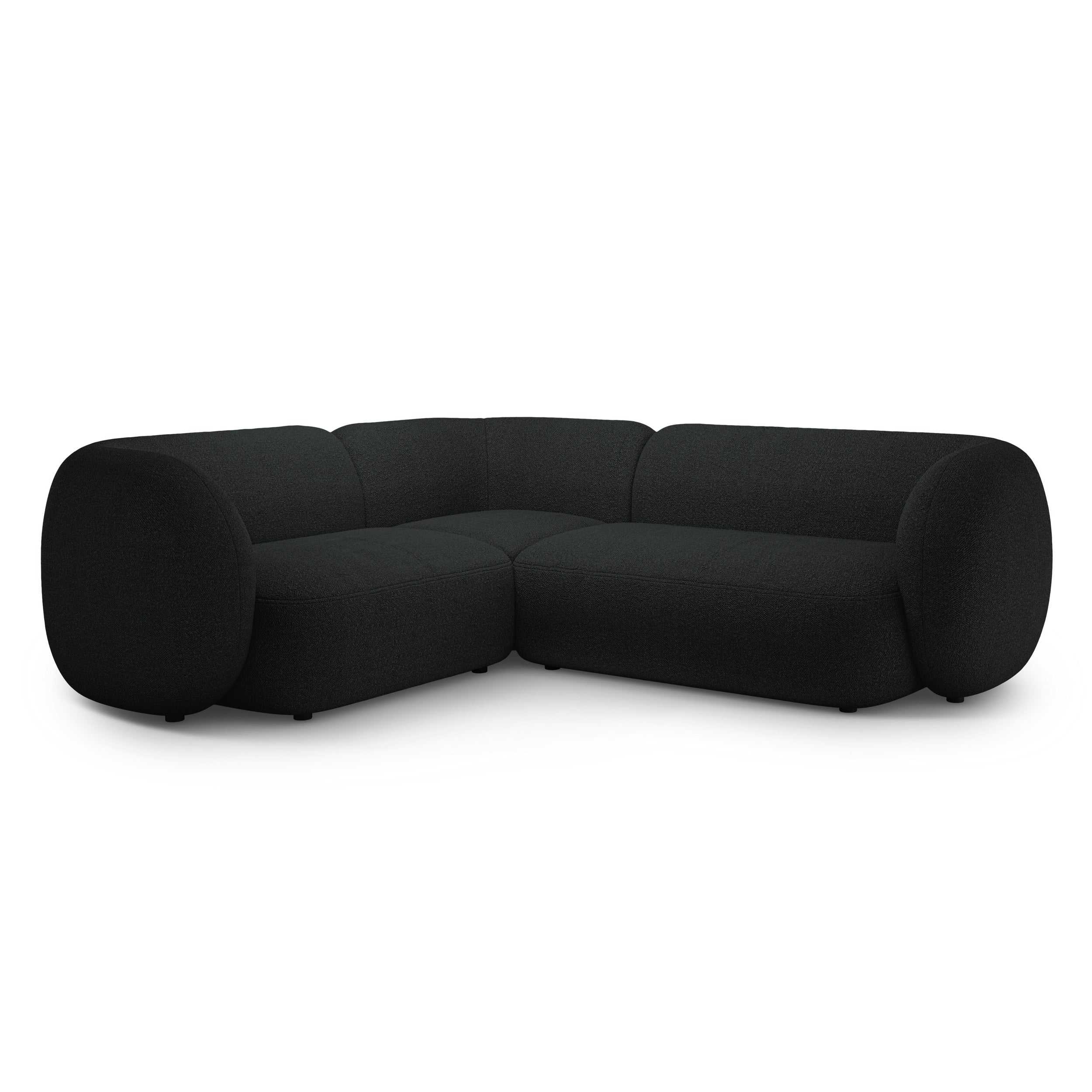 Left-sided corner sofa for 4 people KATE black boucle