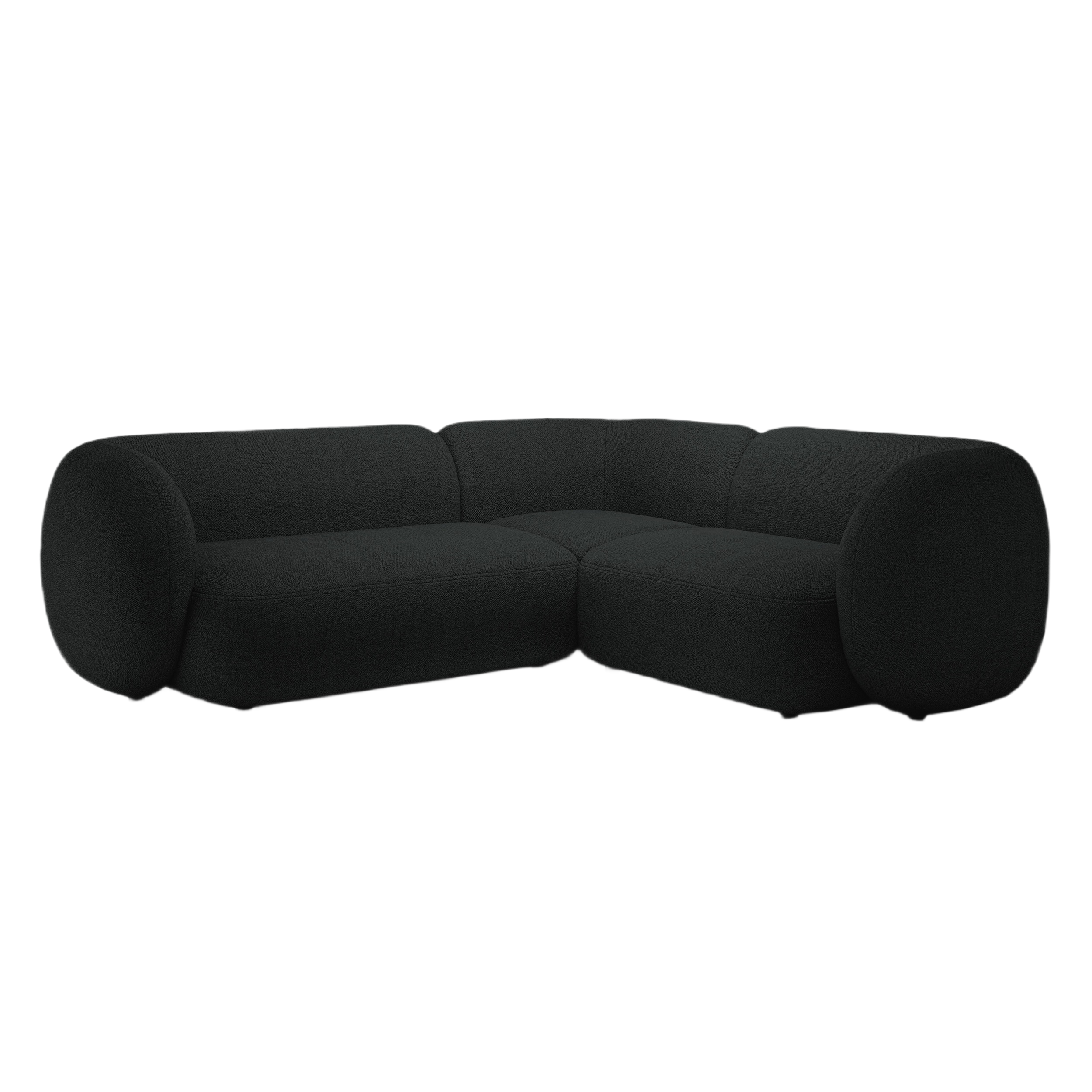 Right-facing corner sofa for 4 people KATE black boucle