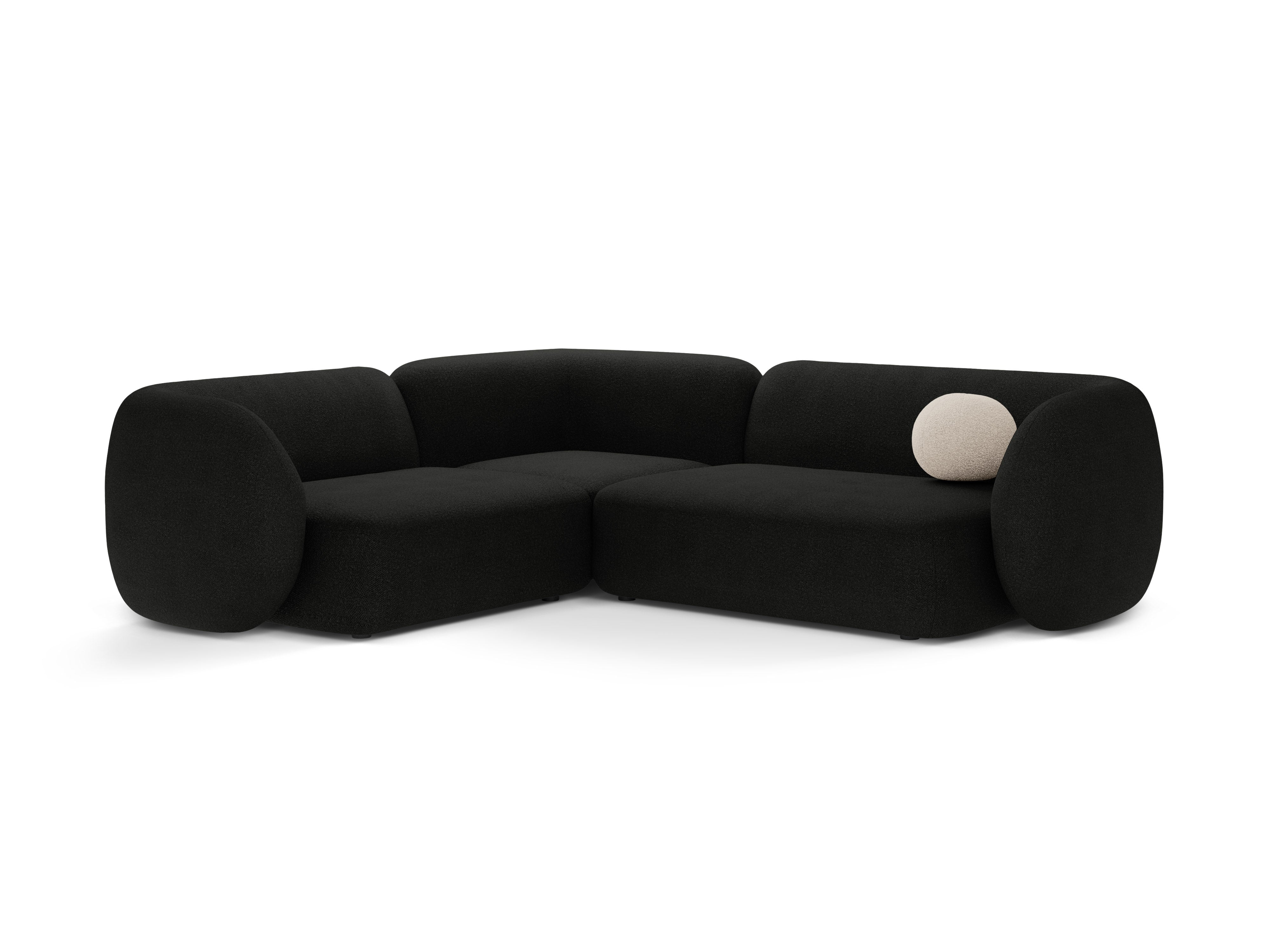 Left-sided corner sofa for 4 people KATE black boucle