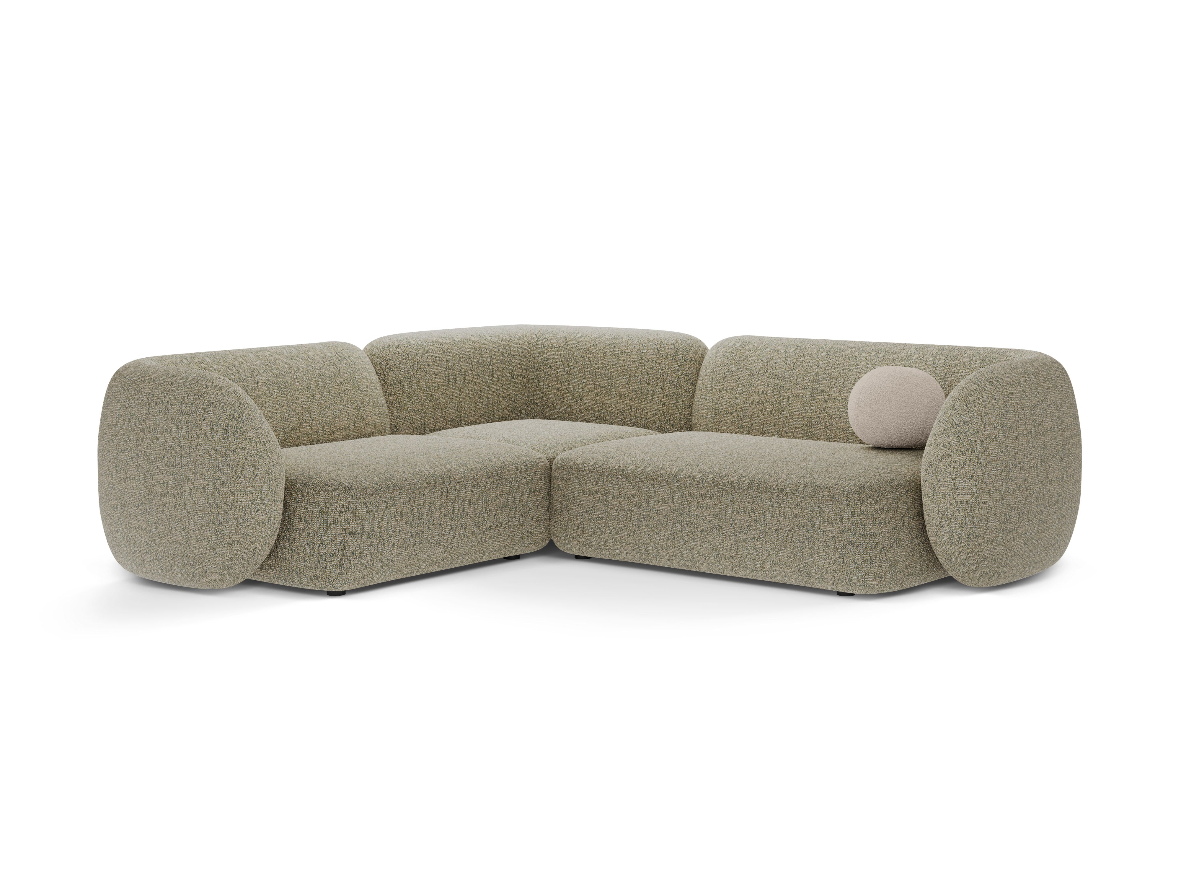 Left-sided corner sofa for 4 people KATE light green mélange