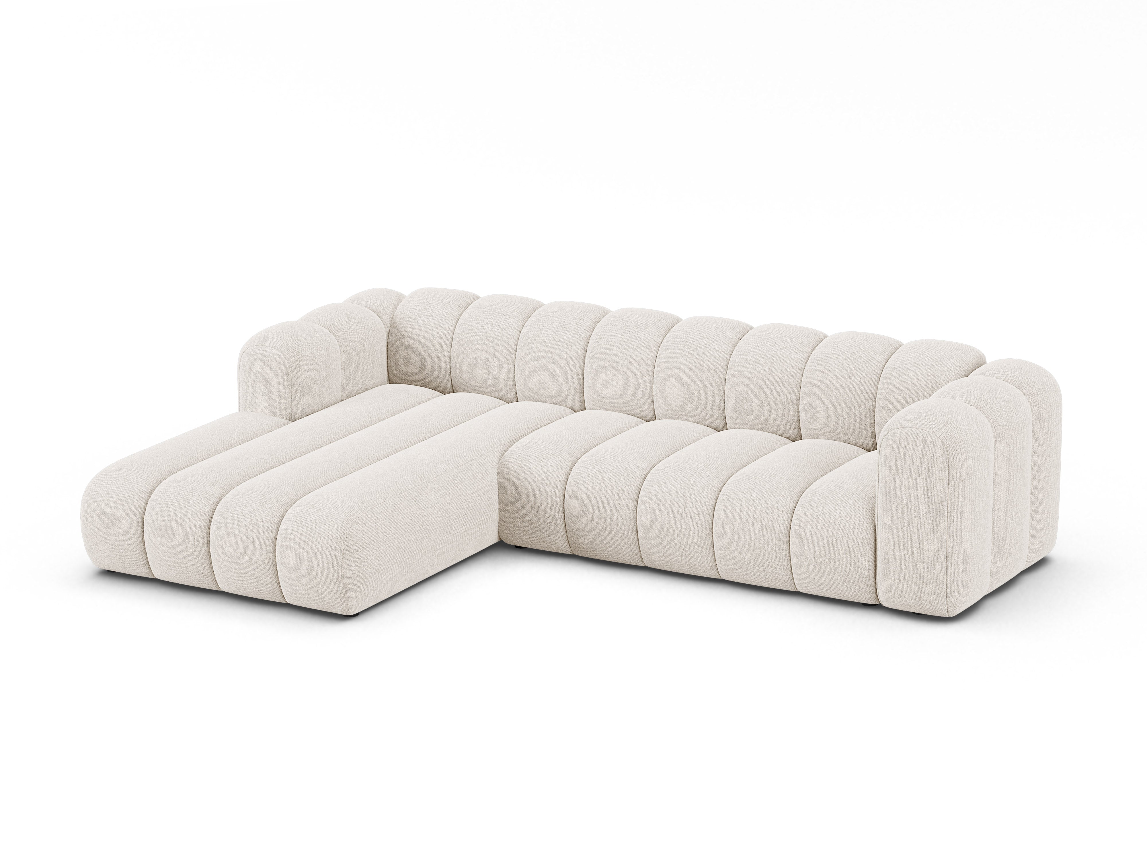 Hoekbank voor 4 personen links LUPINE lichtbeige chenille