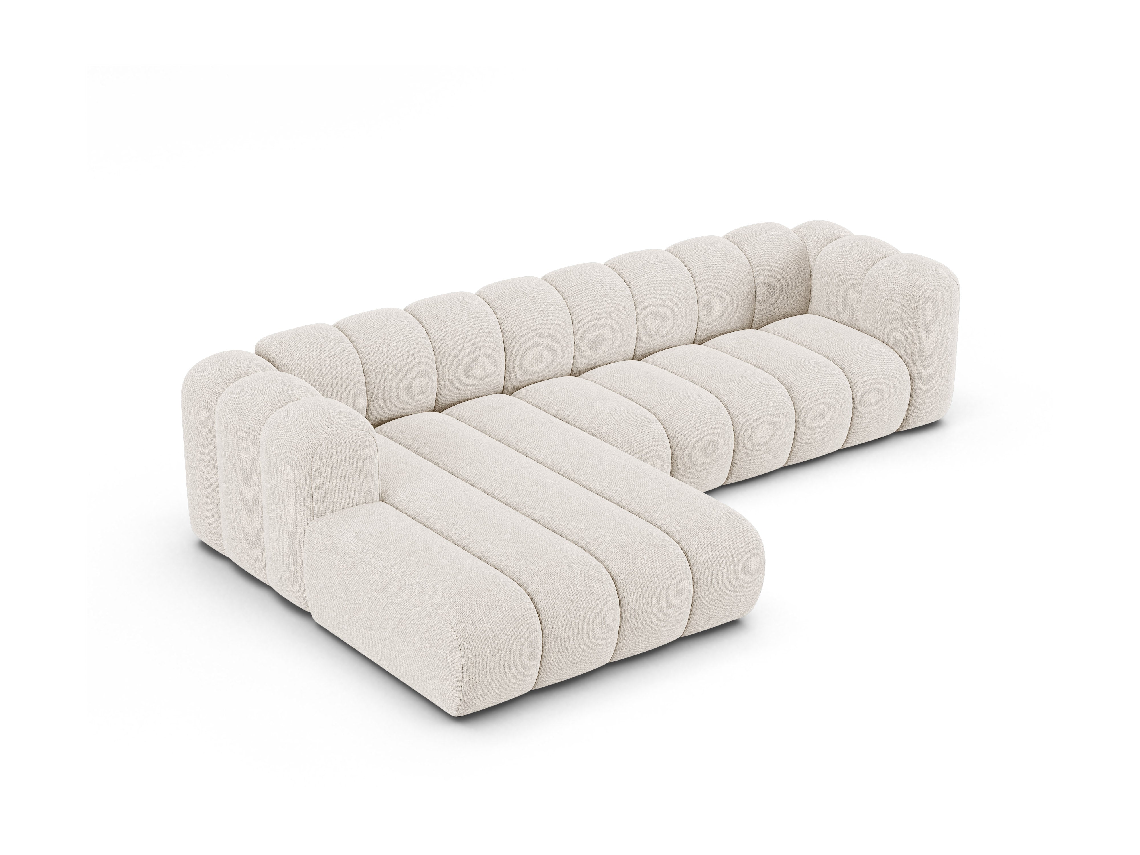 Hoekbank voor 4 personen links LUPINE lichtbeige chenille