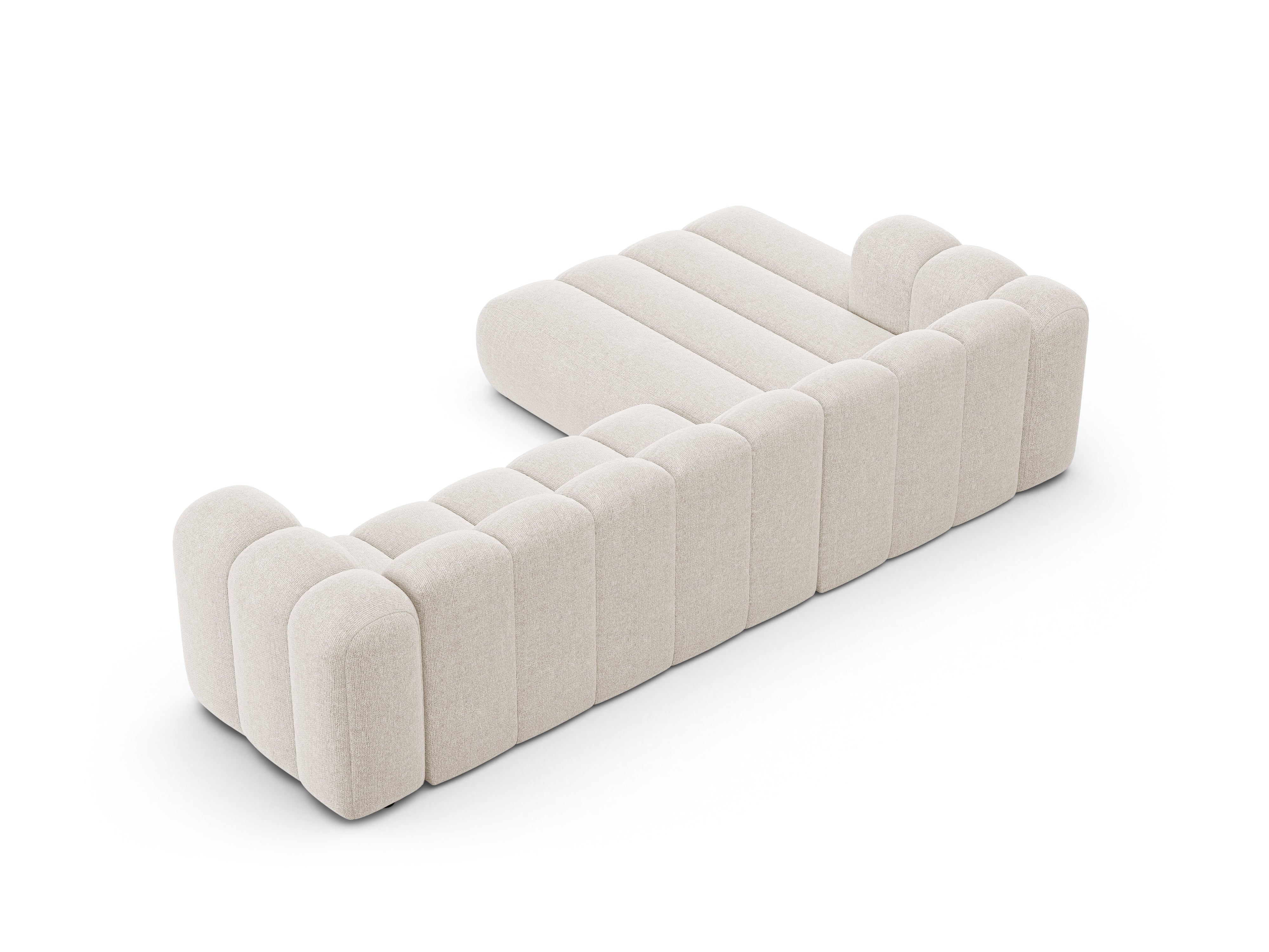 Hoekbank voor 4 personen links LUPINE lichtbeige chenille
