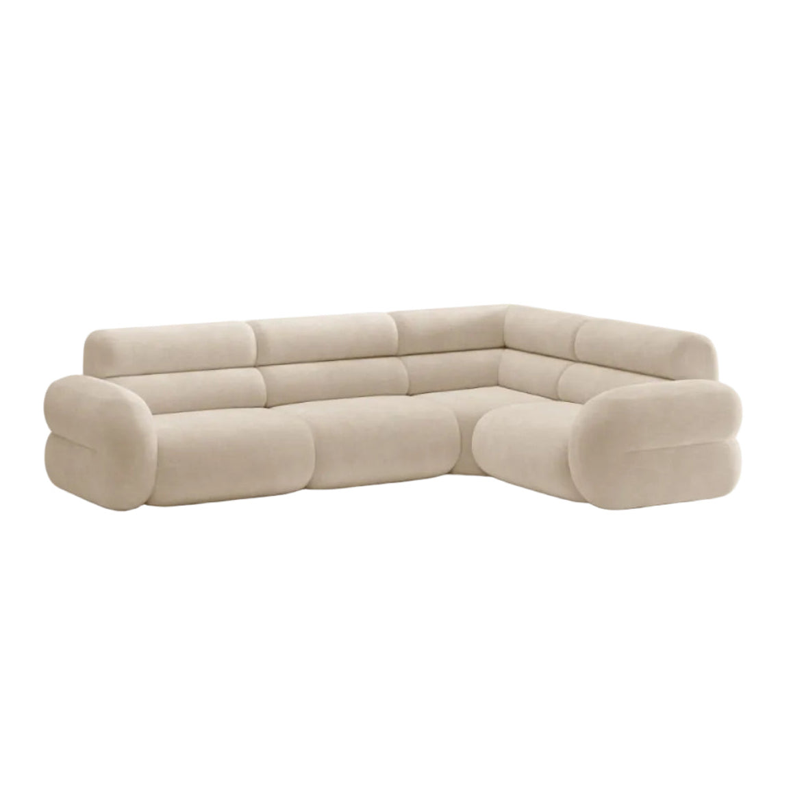 Rechthoekige L-bank rechts NEO lichtbeige chenille