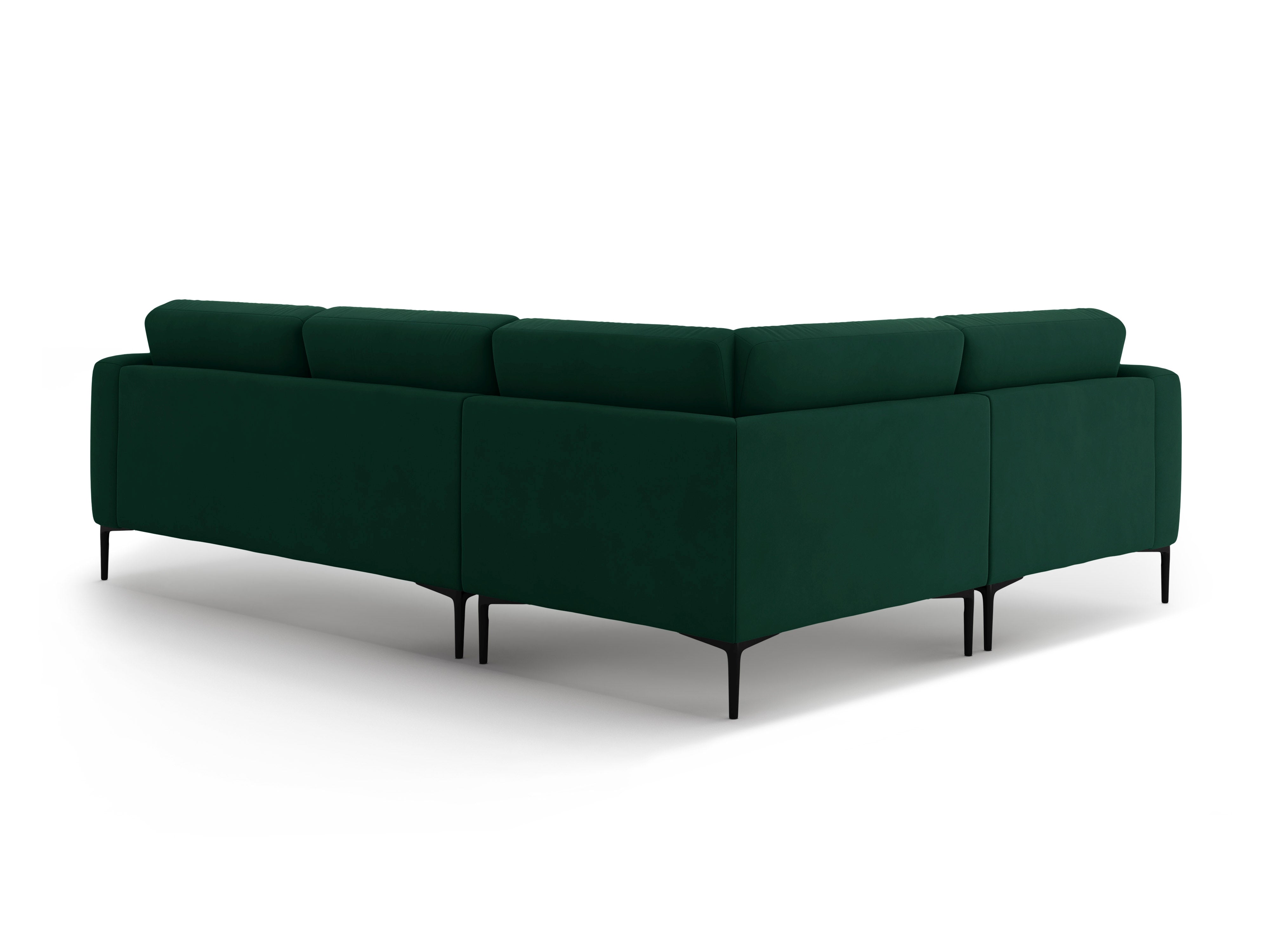 Left-facing L-shaped velvet corner sofa BEMY in bottle green