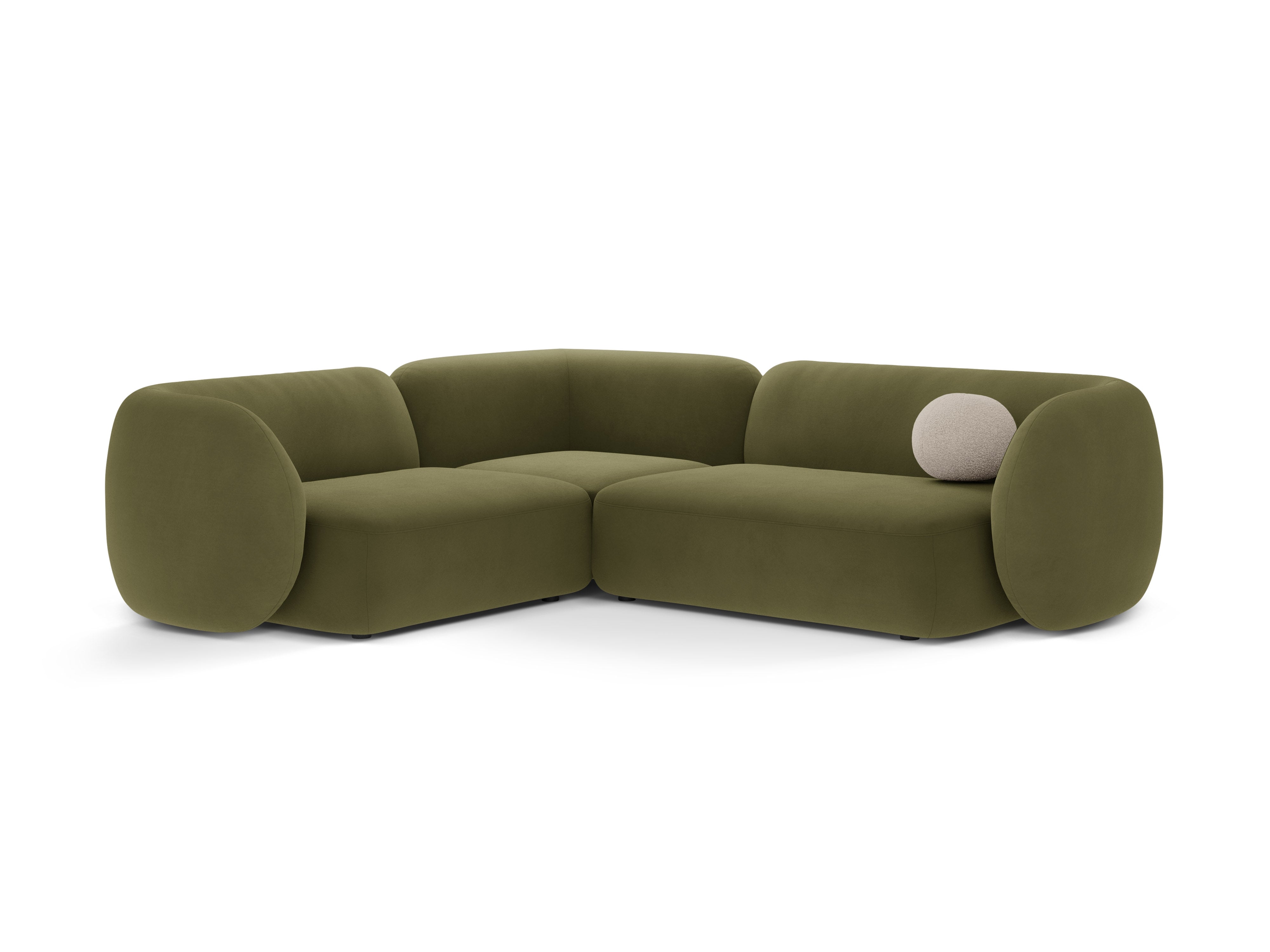 Samt-Ecksofa linksseitig für 4 Personen KATE grün
