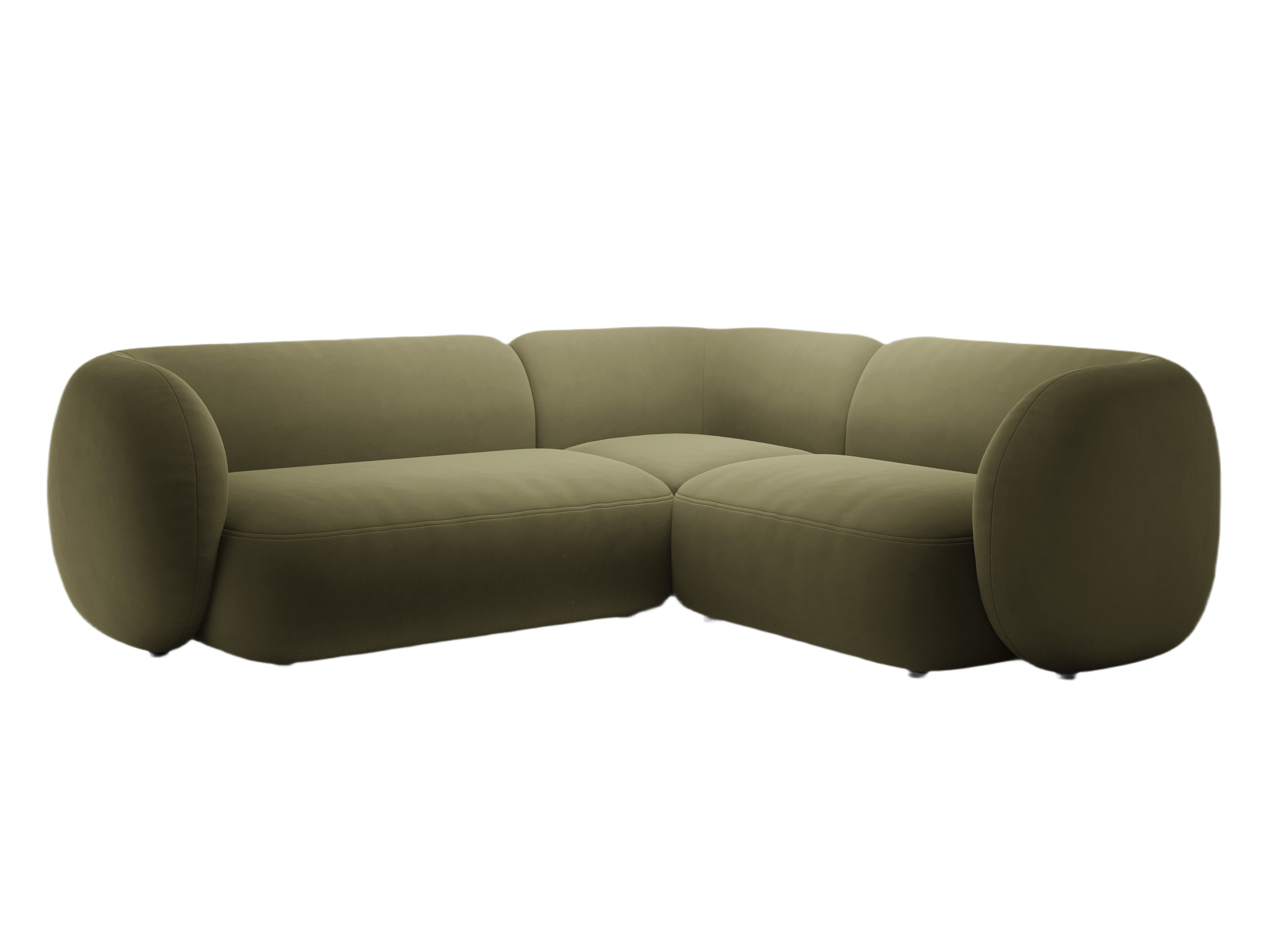 Green right-facing velvet corner sofa for 4 people KATE