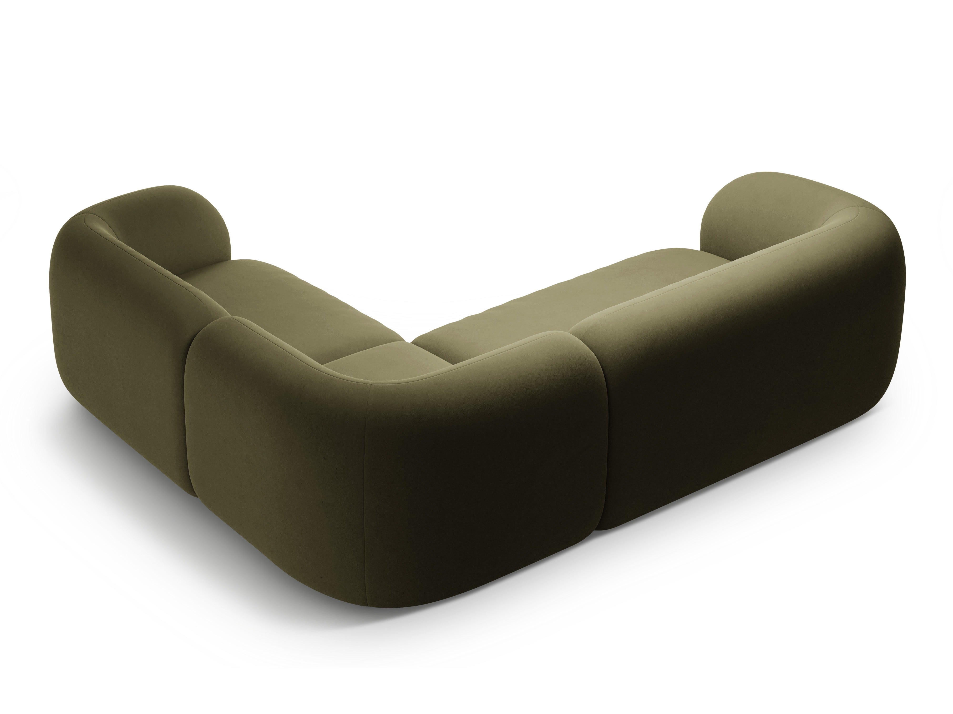 Green right-facing velvet corner sofa for 4 people KATE