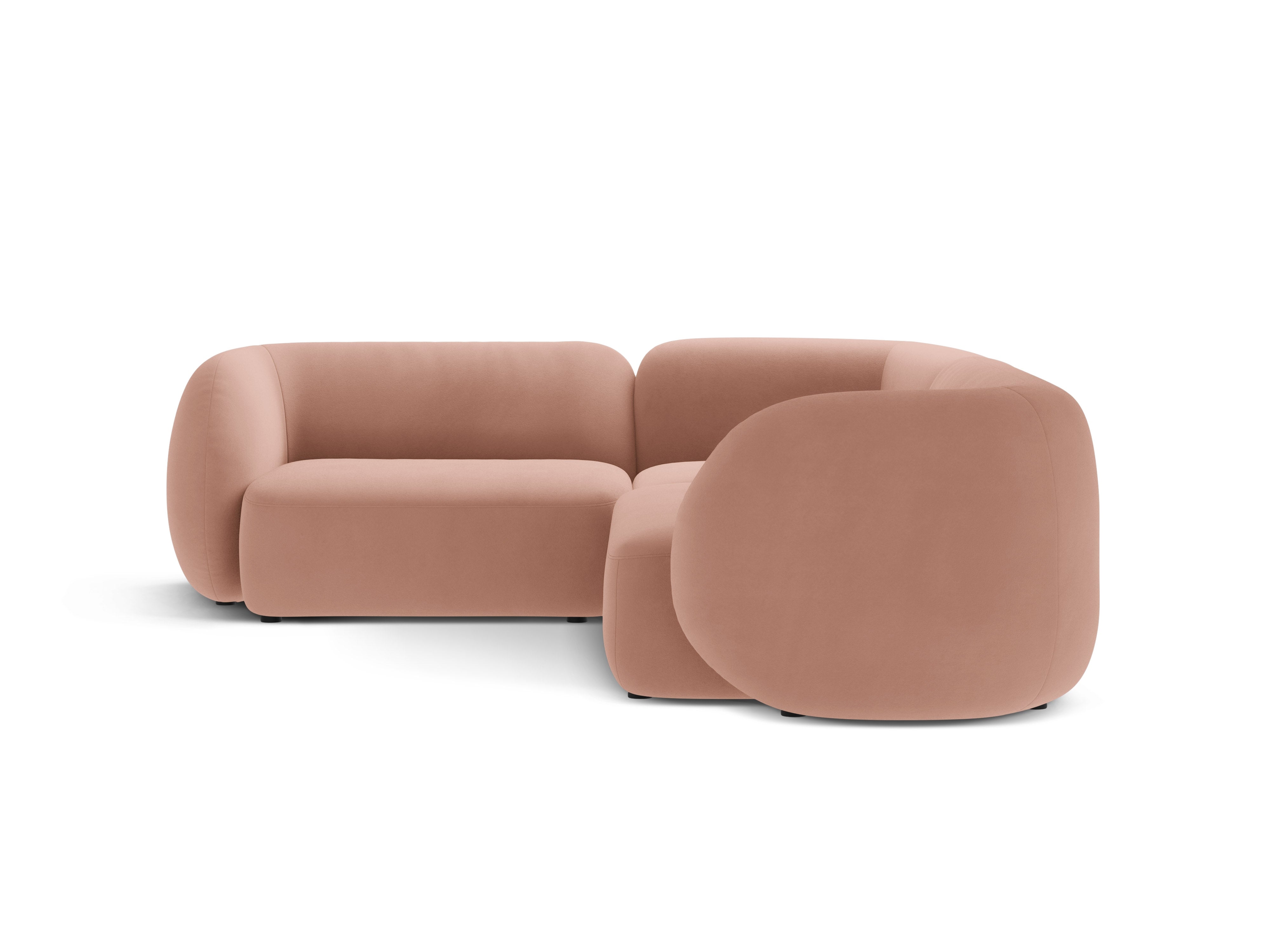 Samt-Ecksofa linksseitig für 4 Personen KATE rosa