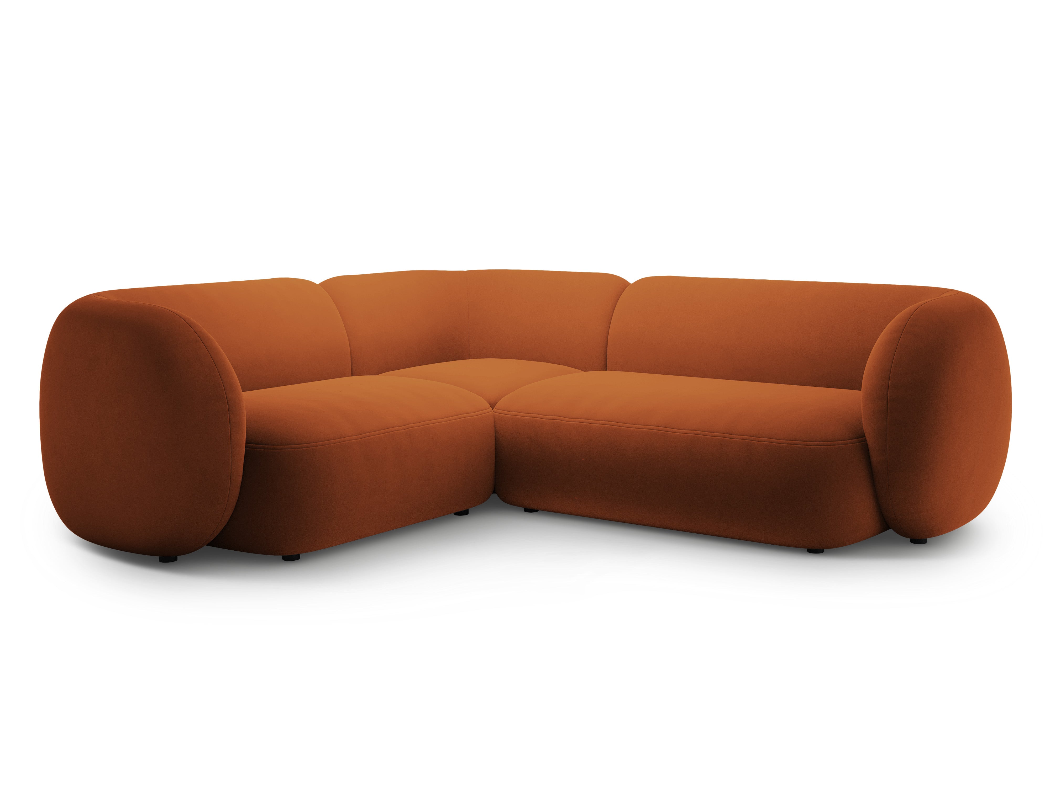 Velours hoekbank links 4-persoons KATE terracotta
