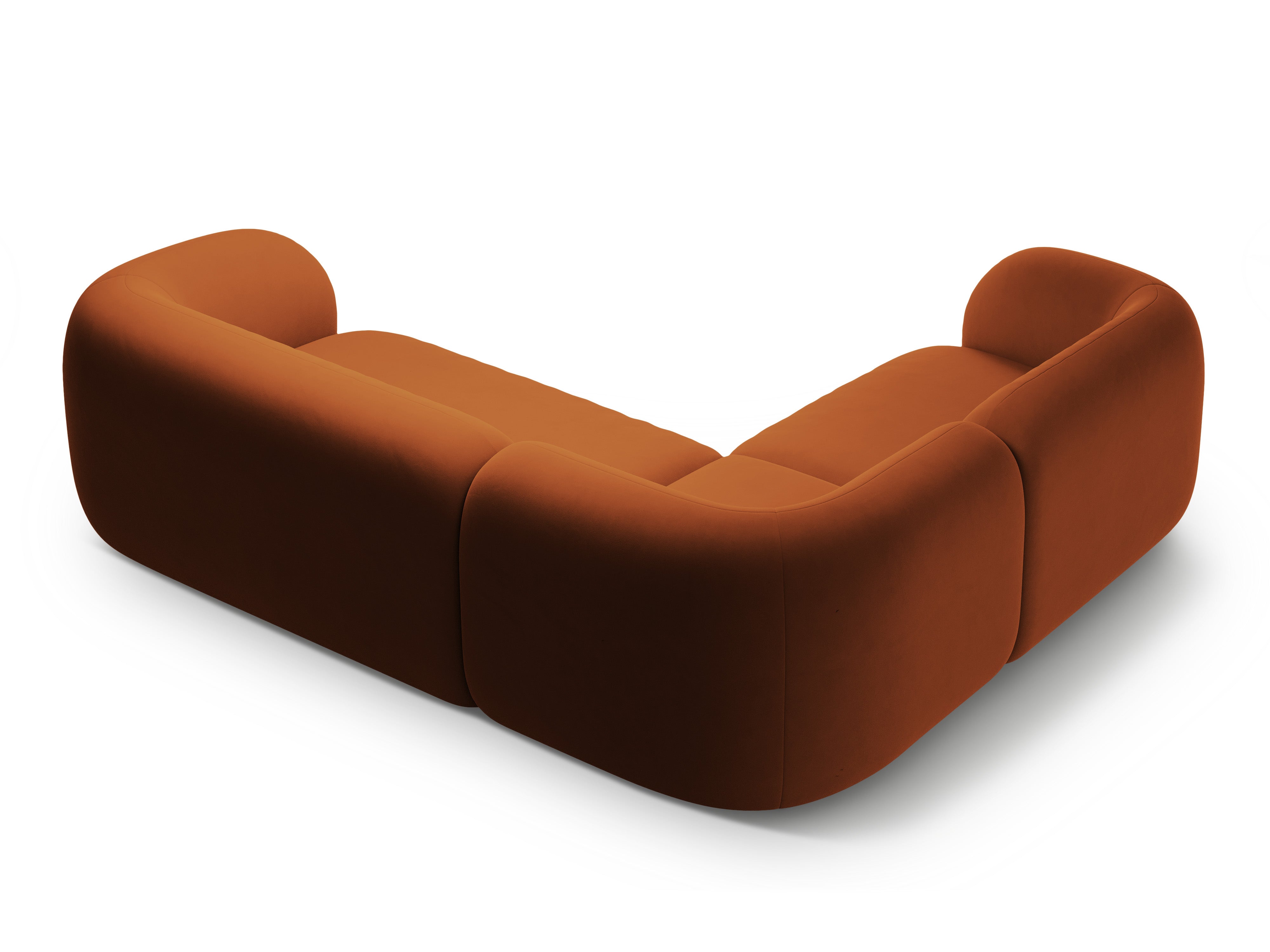 Velours hoekbank links 4-persoons KATE terracotta