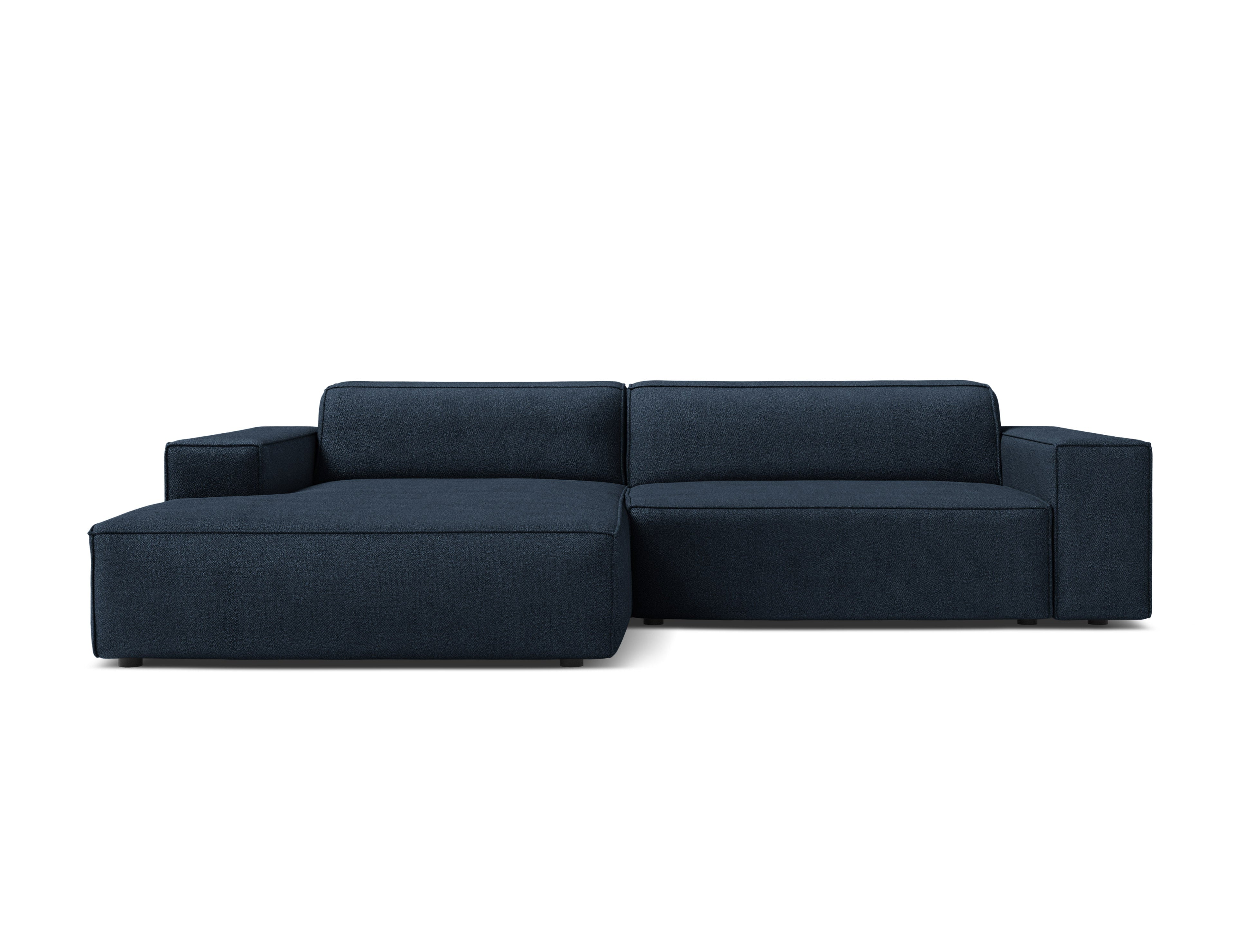 Linker 3-zits hoekbank JODIE in marineblauwe boucle