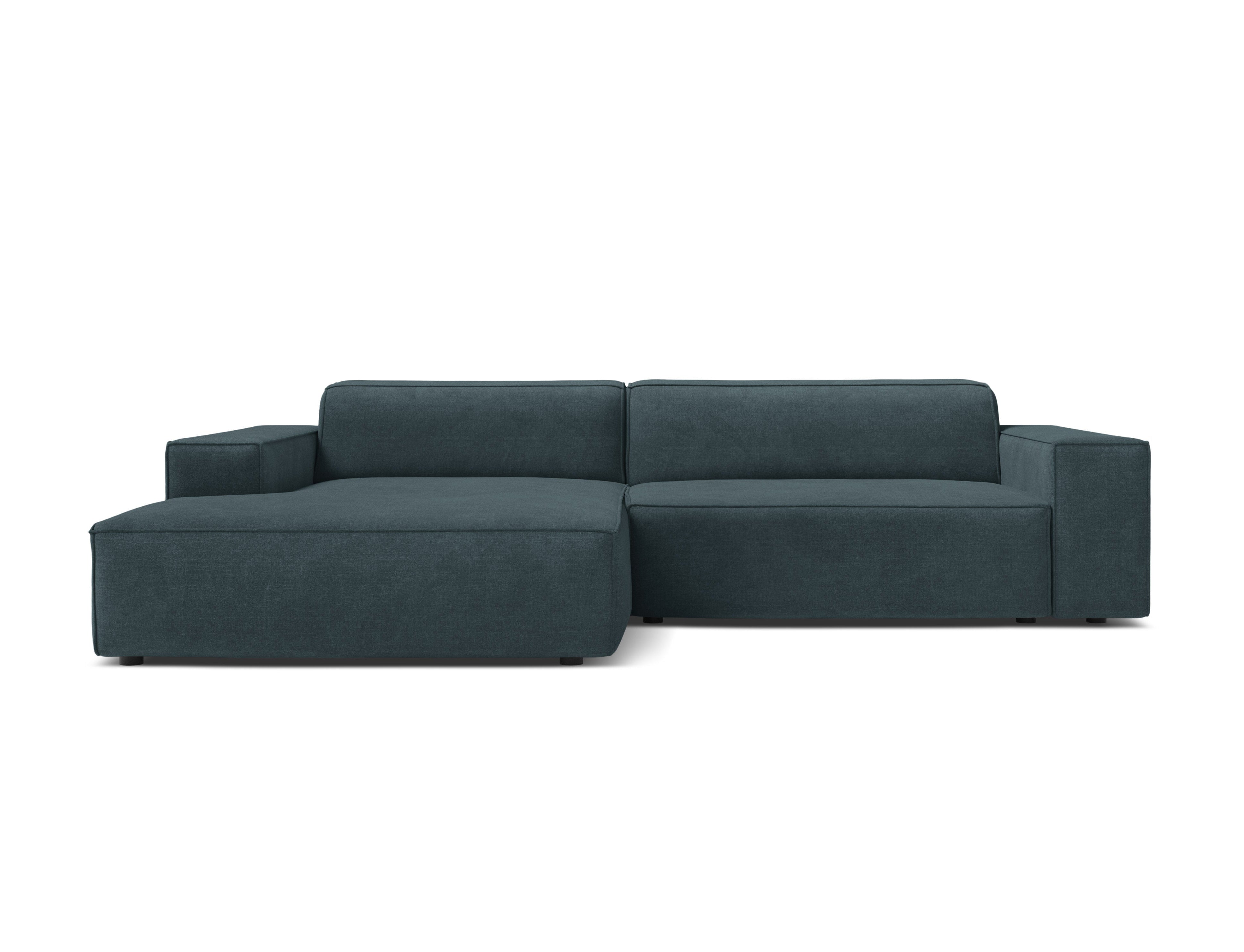 Linker 3-zits hoekbank JODIE in diep petrol tweed
