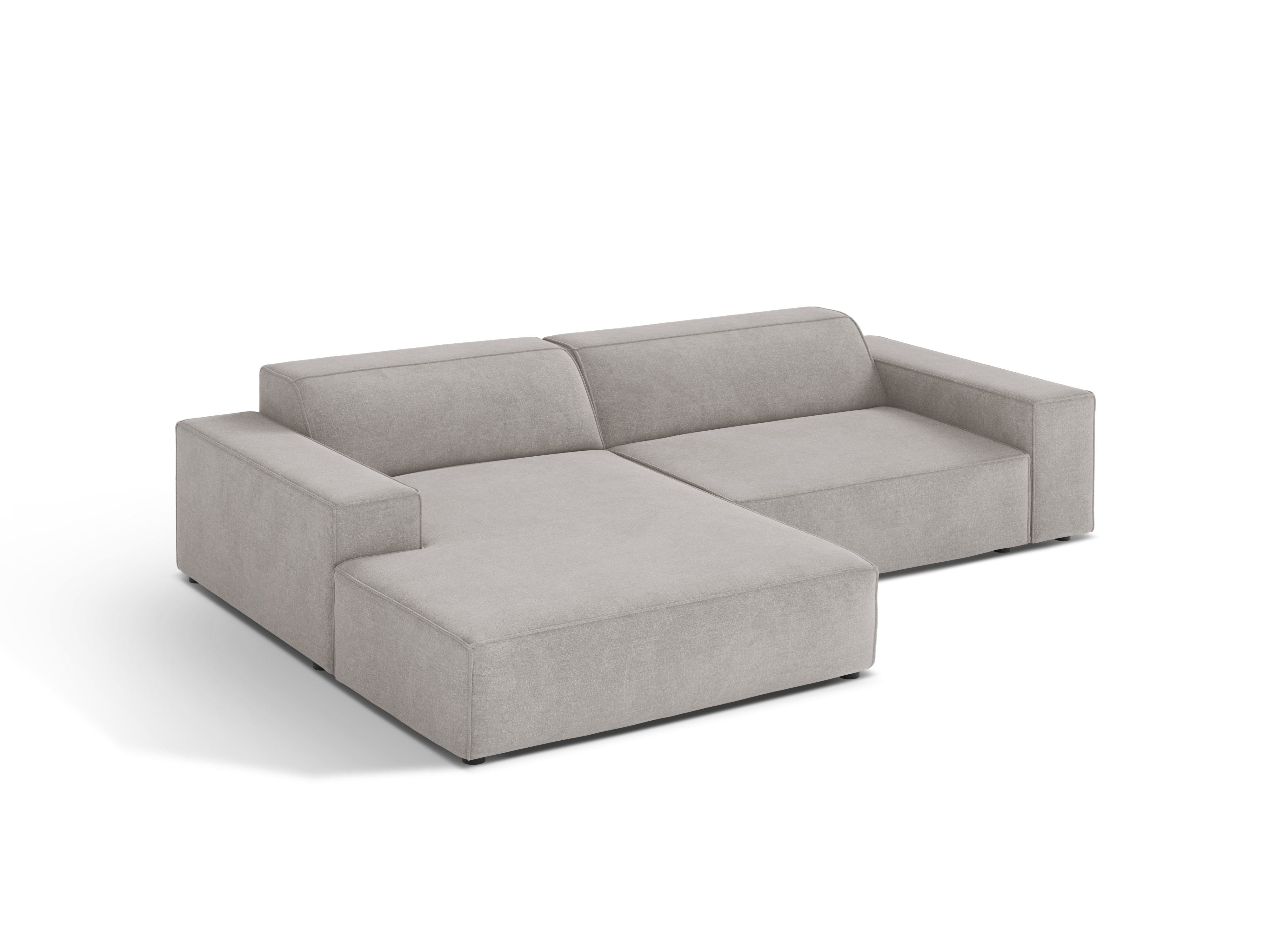 Links hoekbank 3-zits JODIE lichtgrijs tweed