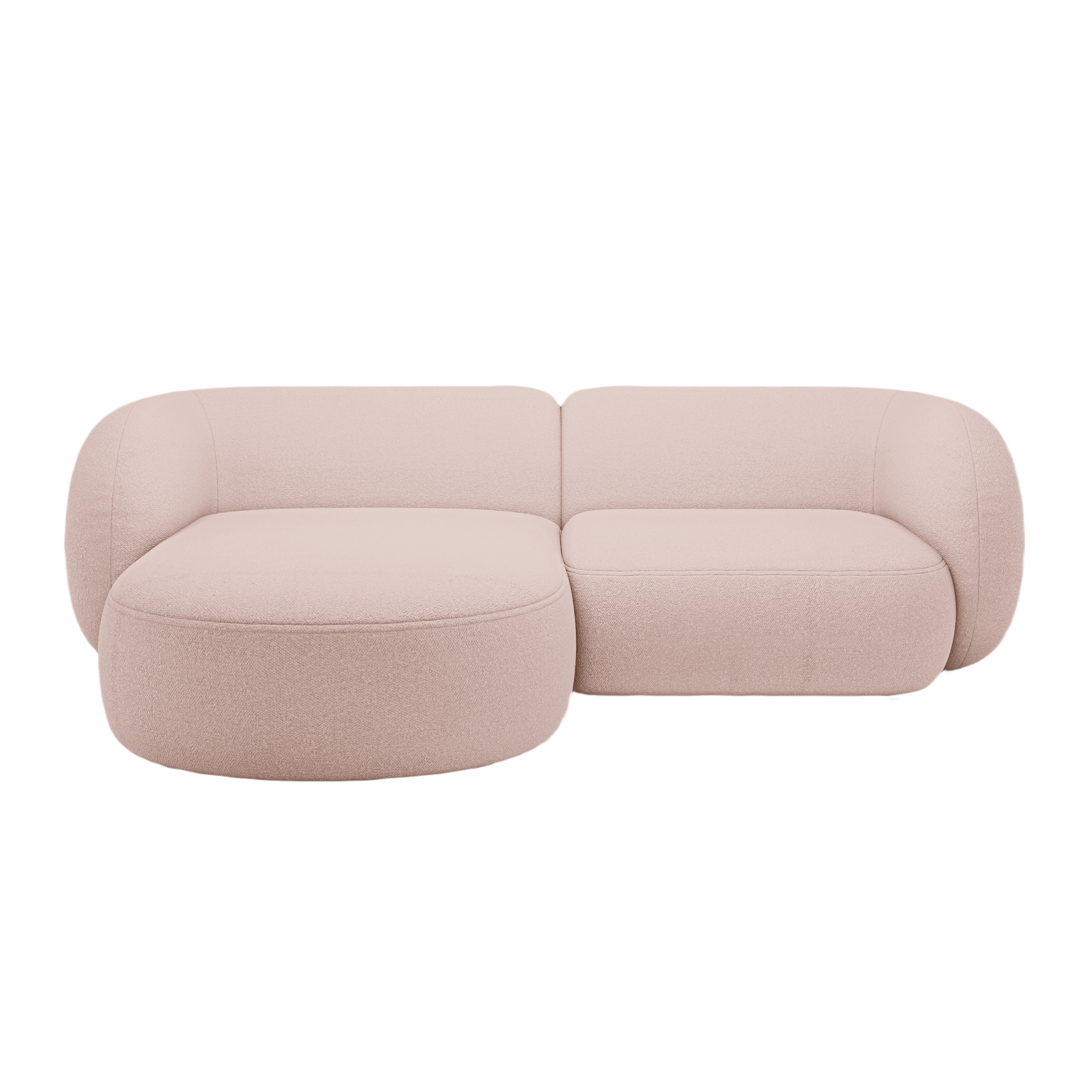 Linker 2-zits hoekbank KATE roze boucle