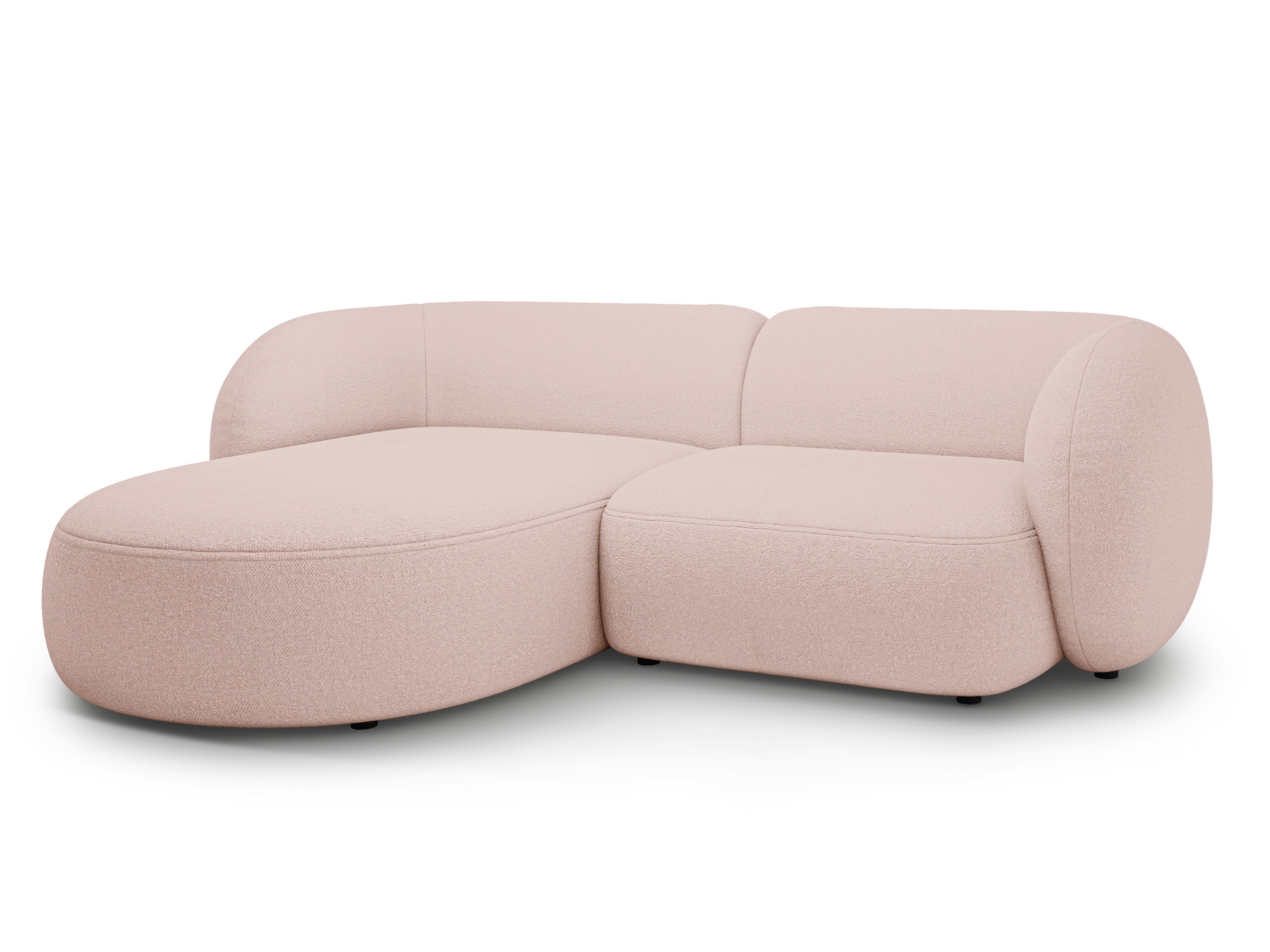 Linker 2-zits hoekbank KATE roze boucle